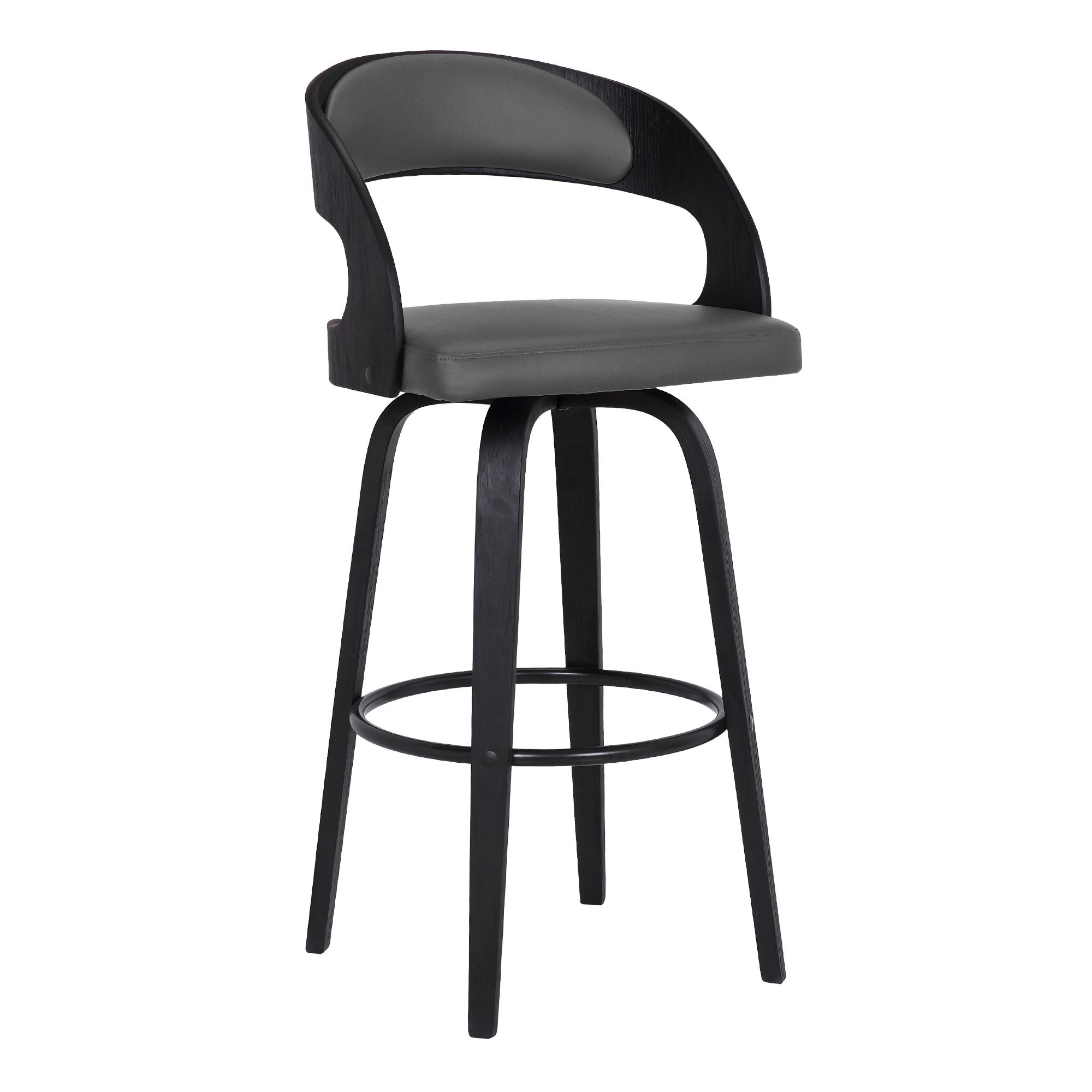 Shelly Black Wood and Metal Swivel Counter Stool