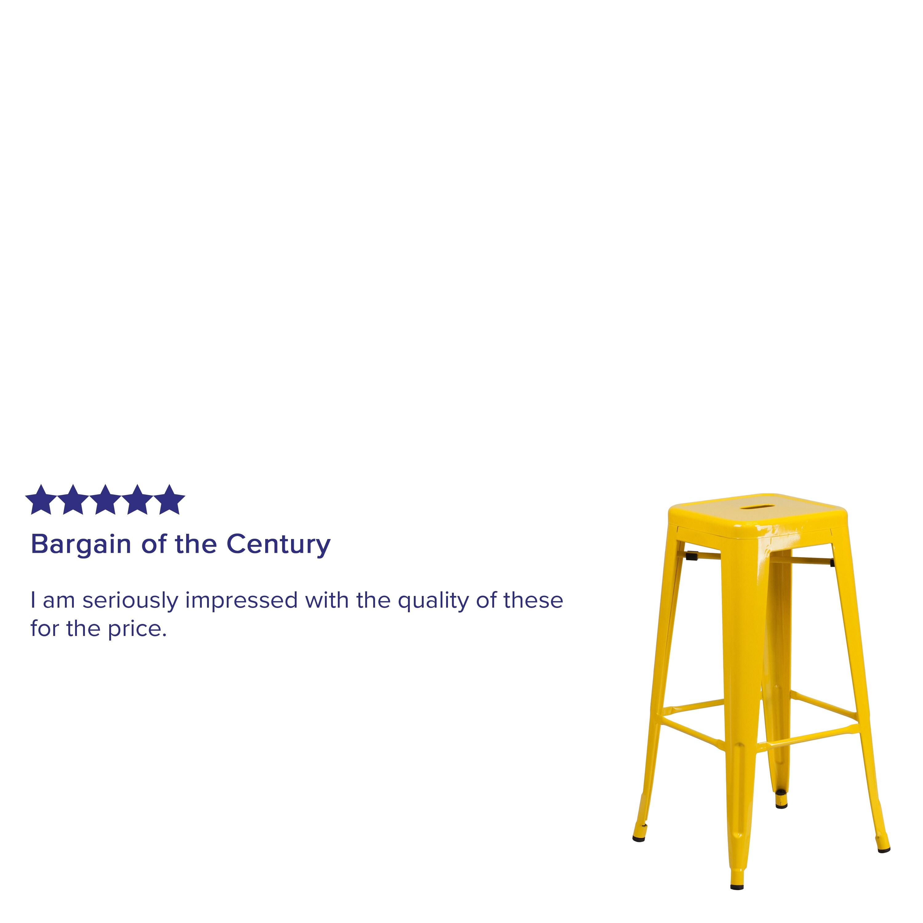 Flash Furniture Commercial Grade 30" High Backless Yellow Metal Indoor-Outdoor Barstool with Square Seat