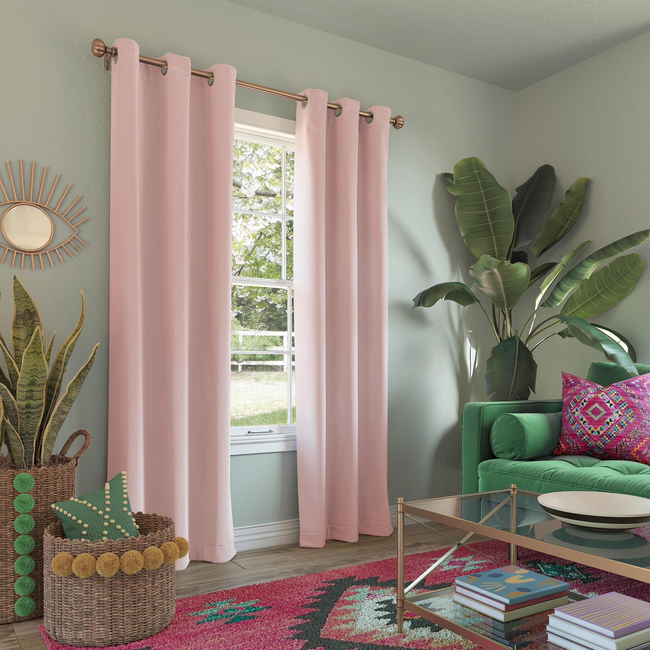40"x95" Sun Zero Blackout Riley Kids' Bedroom Grommet Curtain Panel Blush: Noise Reduction, Energy Efficient