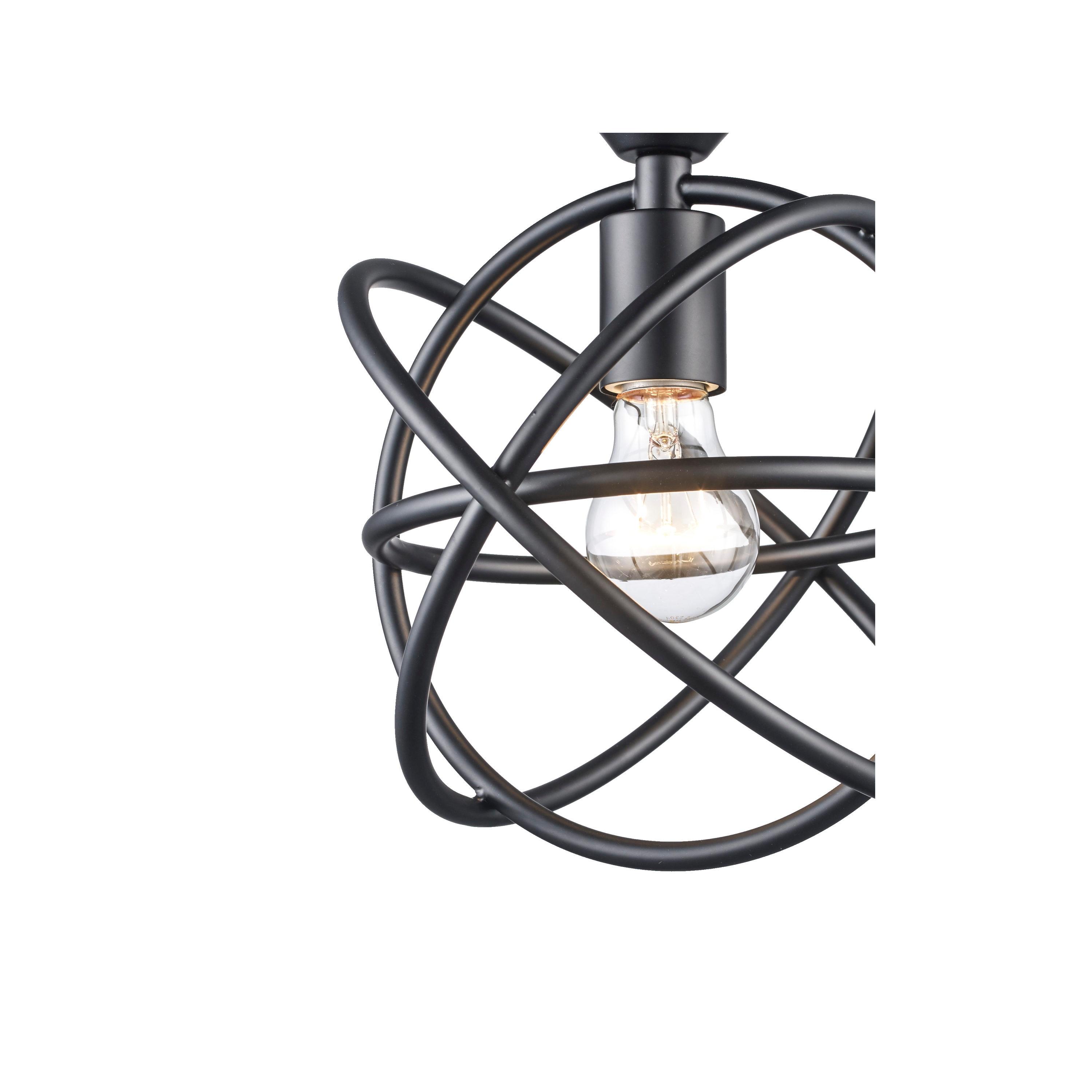 Viewridge 10 in. 1-Light Black Semi-Flush Mount Ceiling Light Fixture with Metal Globe Shade