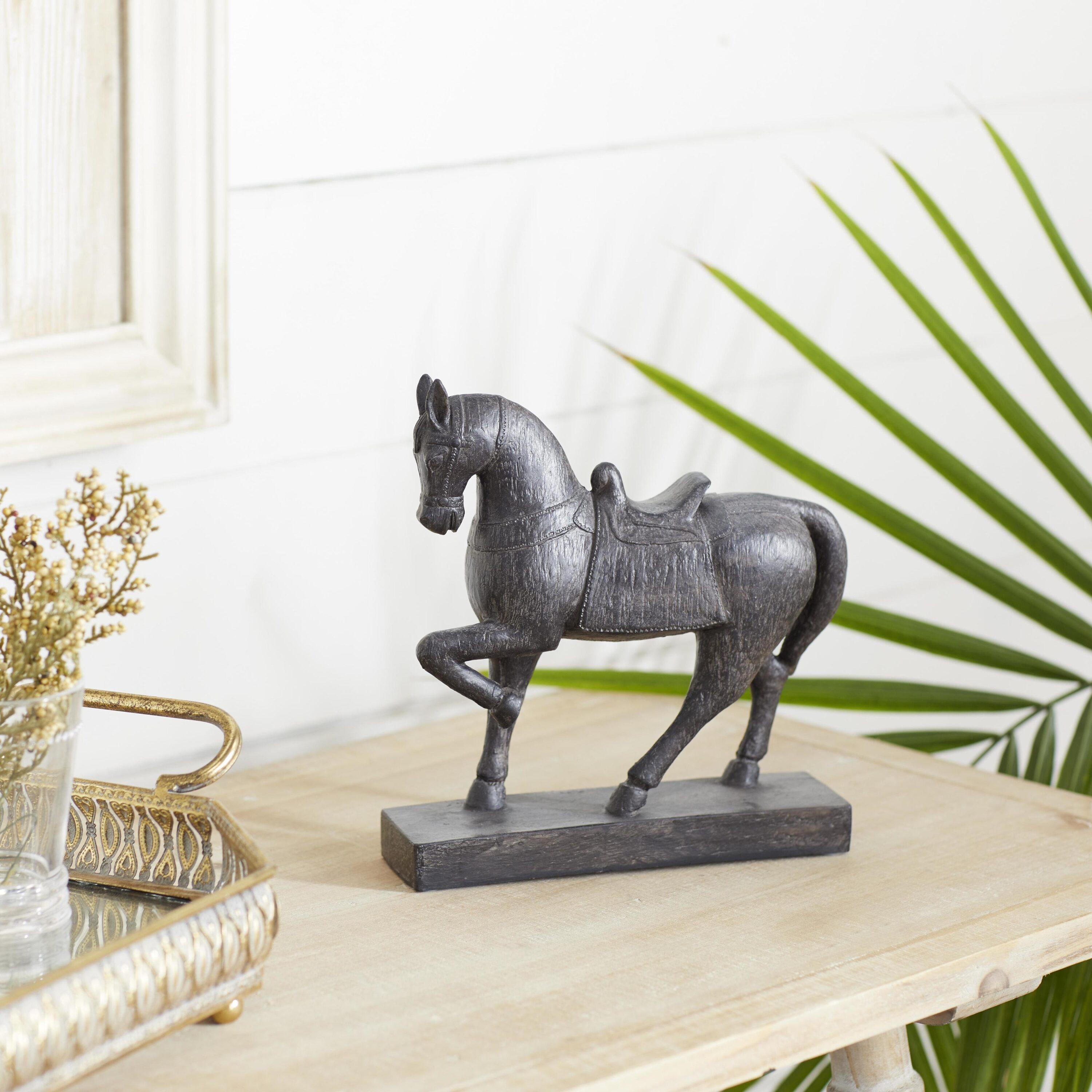 9" x 9" Brown Polystone Horse Sculpture, by DecMode