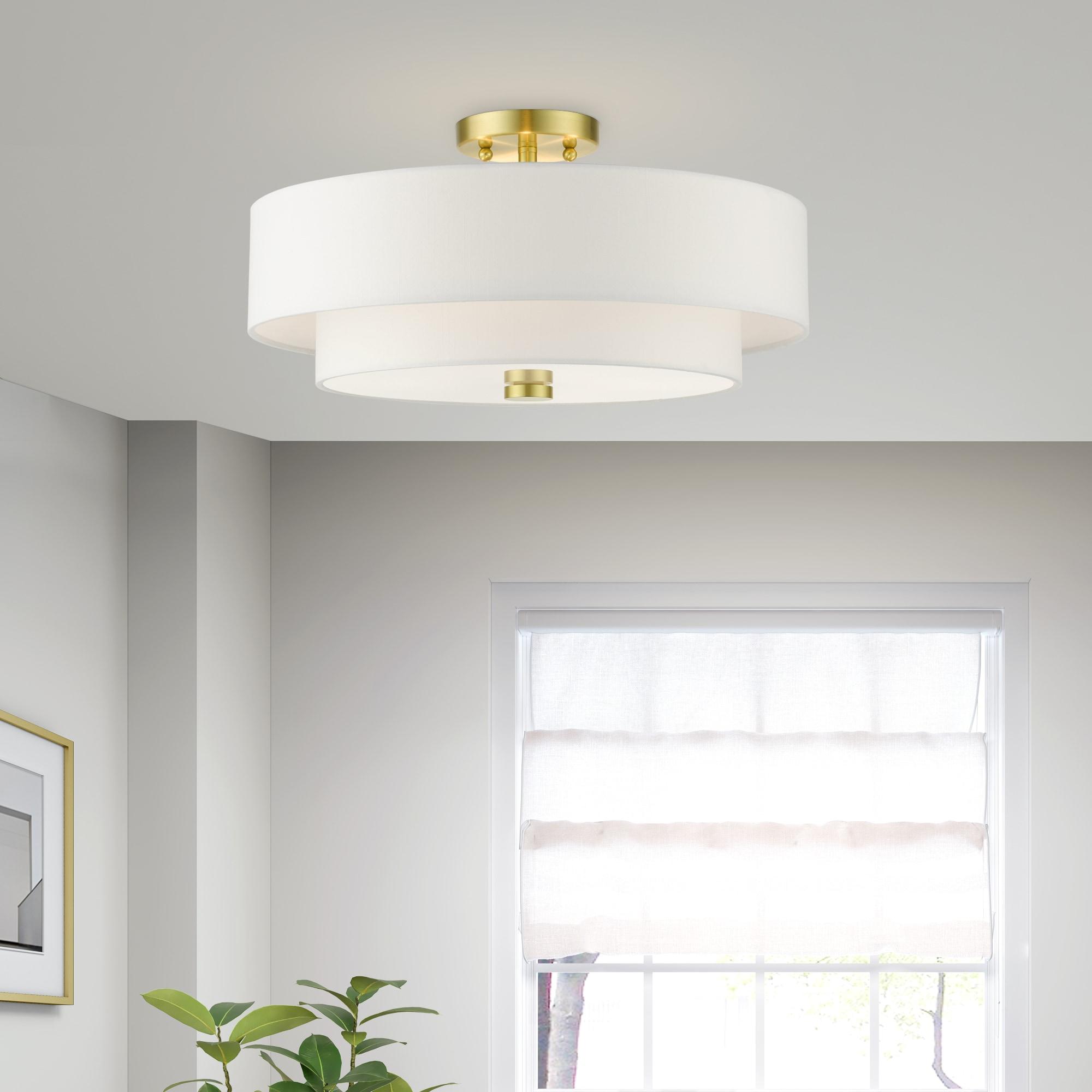 Livex Lighting Claremont 4 - Light Semi-Flush Mount in  Satin Brass