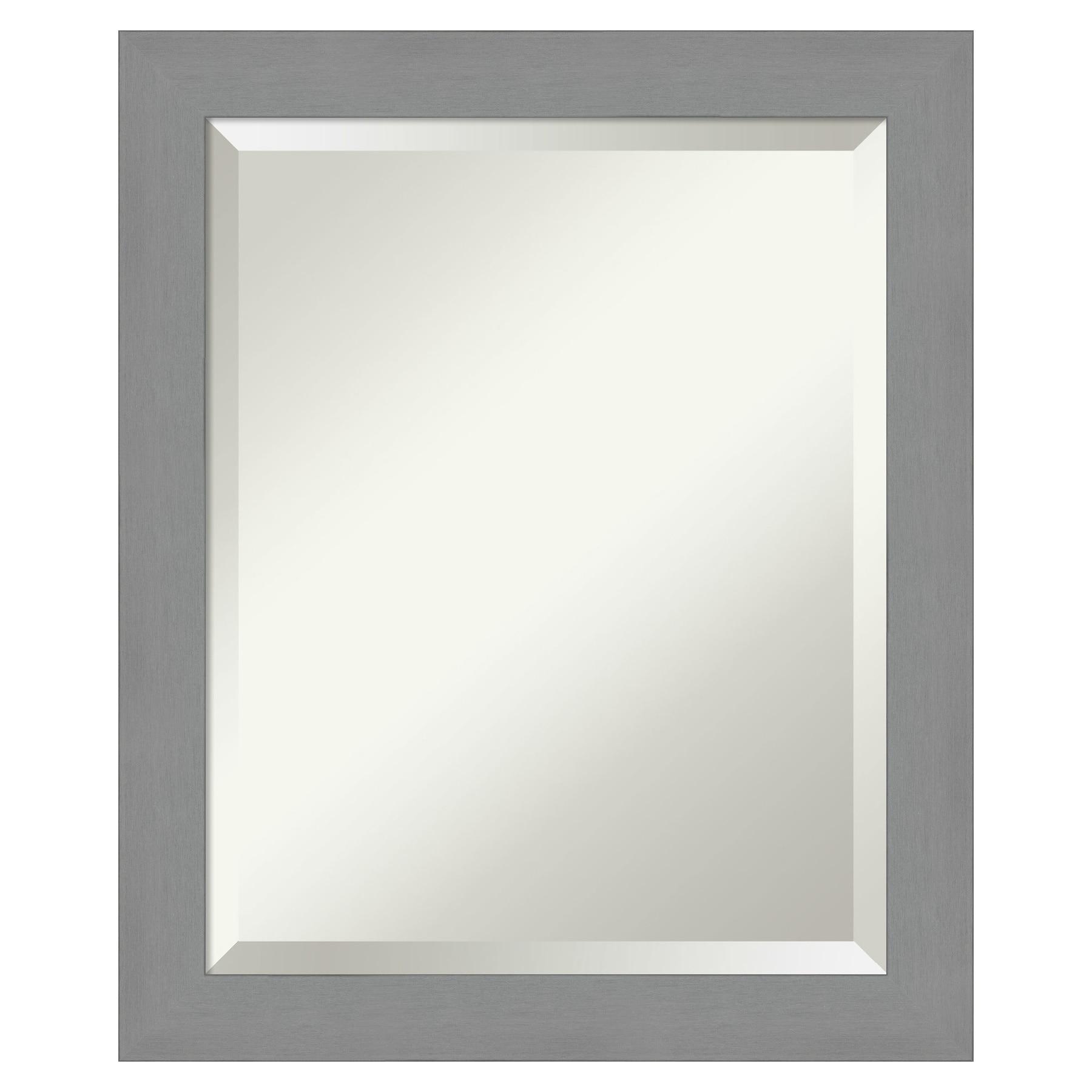 20" x 24" Brushed Nickel Framed Bathroom Vanity Wall Mirror - Amanti Art: Modern Rectangle, No Assembly Required