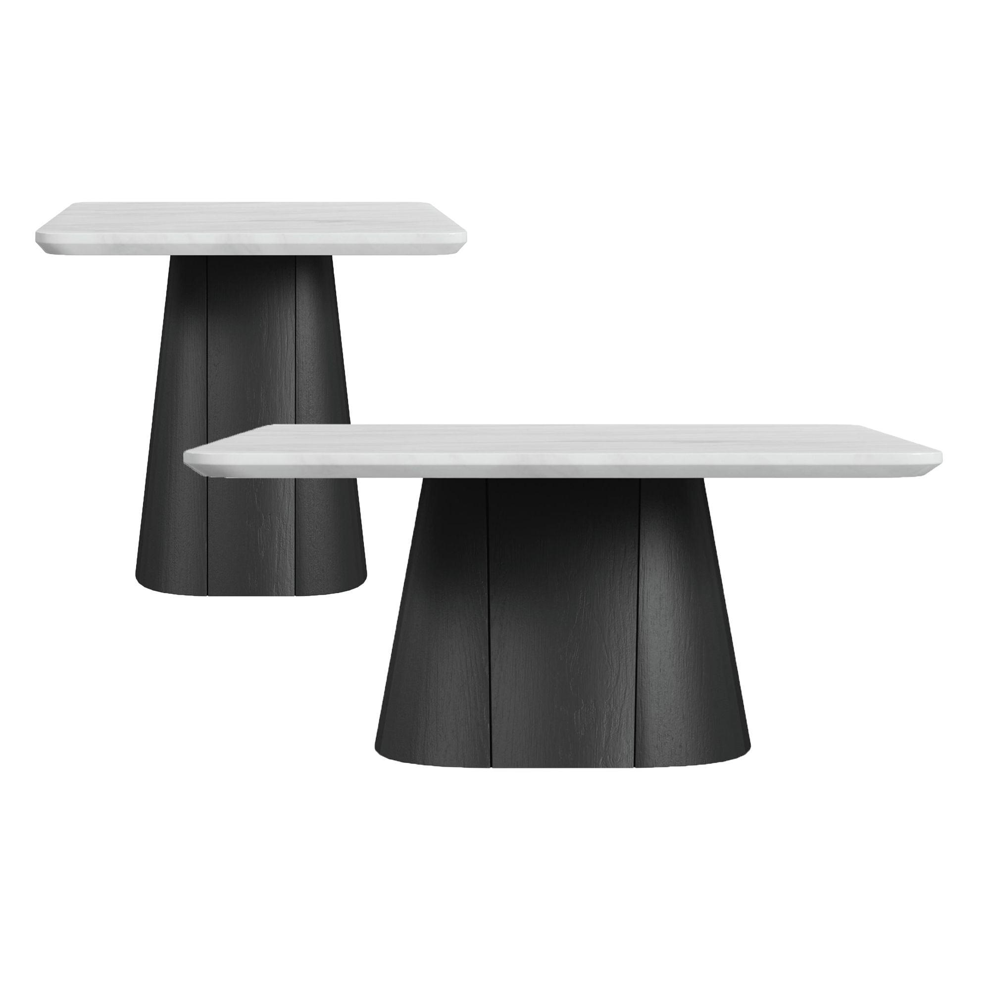 Picket House Furnishings Picket House Furnishings Yuri 2PC Occasional Table Set In White And Black-Coffee Table & End Table
