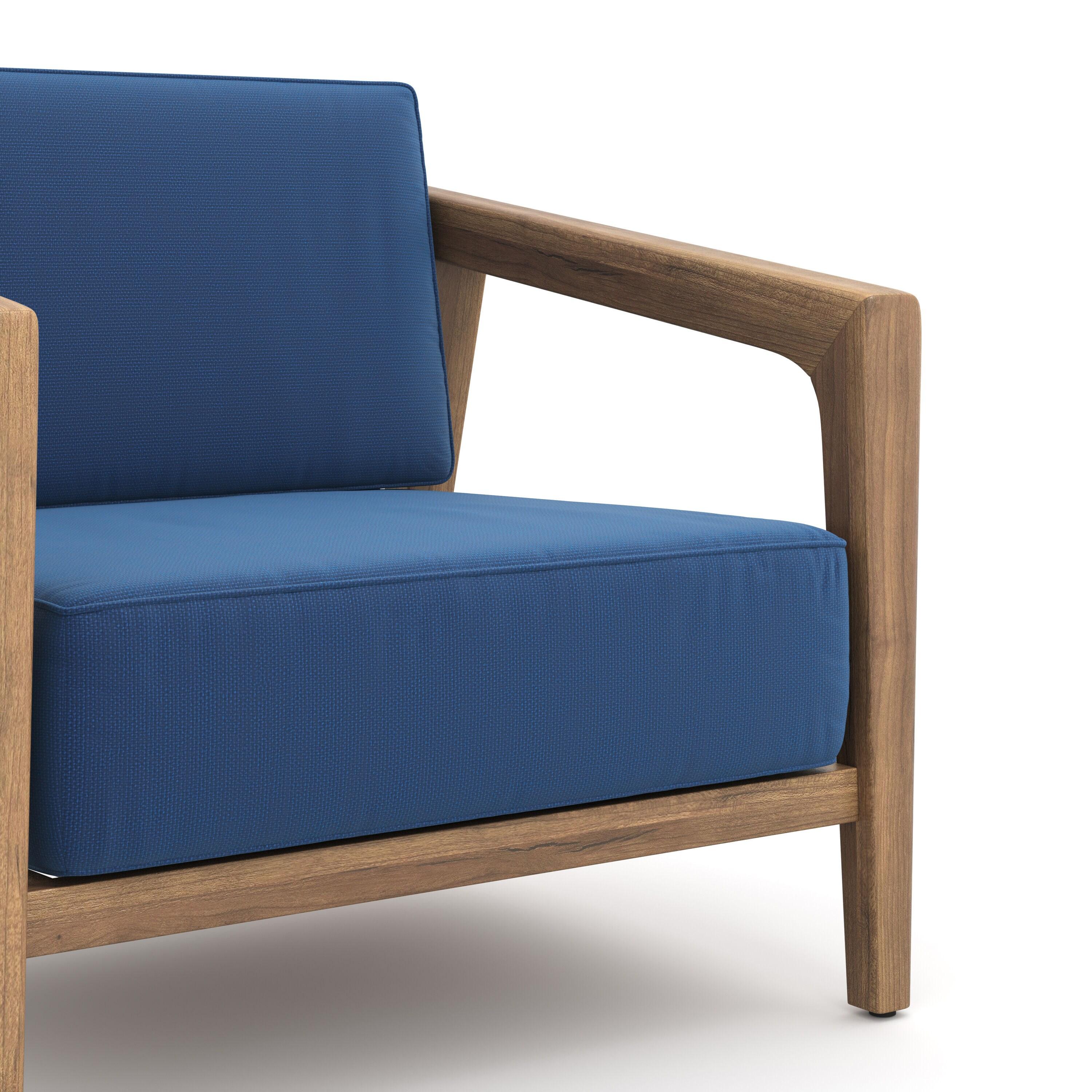 New Classic Furniture Bali Solid Wood Patio Club Chair in Dark Blue (Set of 2)