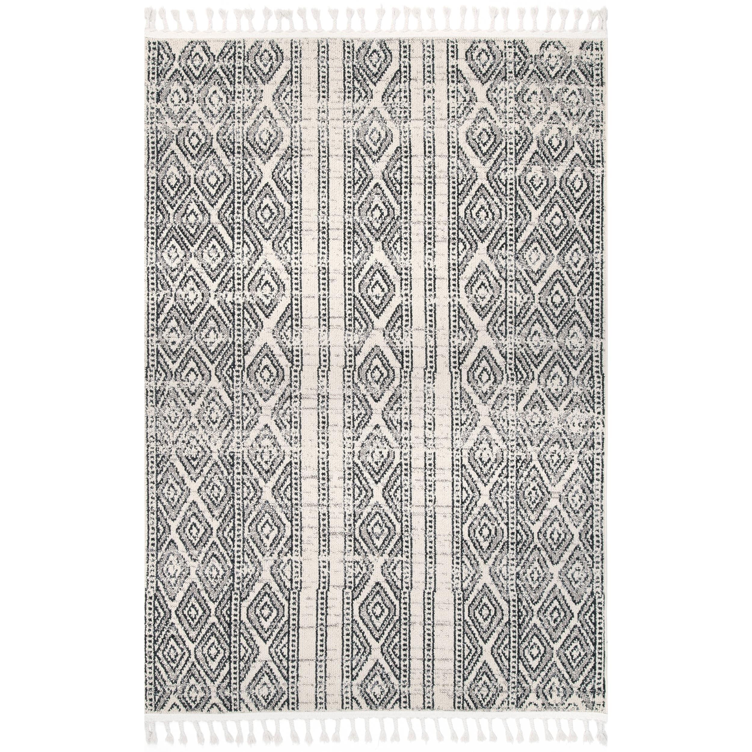 Nuloom Chenoa Striped Global Tassel Indoor Area Rug, 4' x 6', Ivory