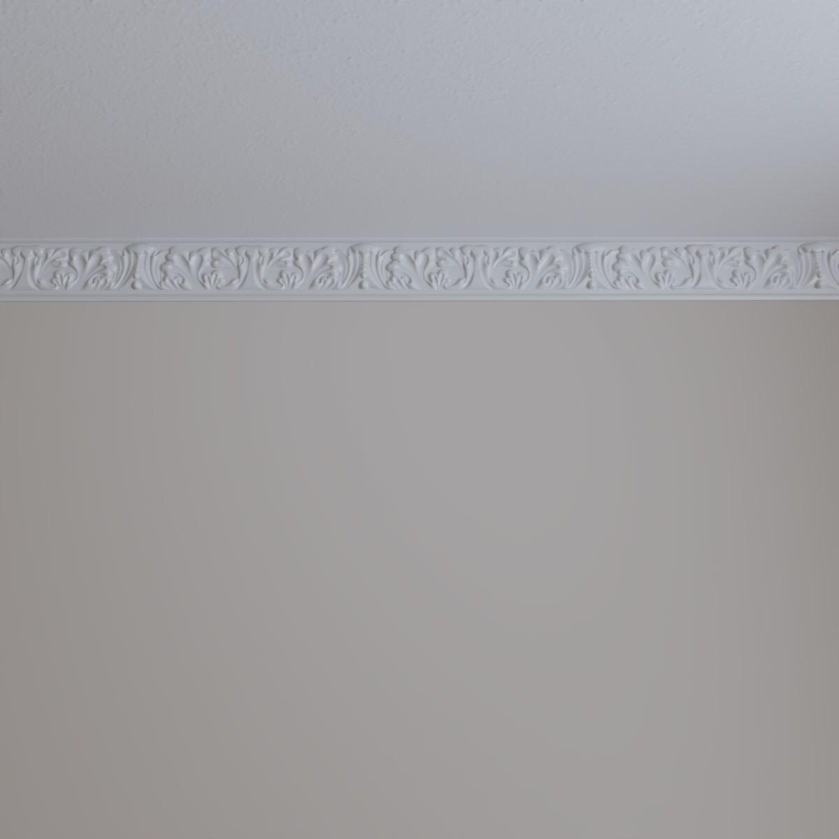 Ekena Millwork 3 1/2"H x 3/4"P x 94 1/2"L Benson Acanthus Leaf Chair Rail