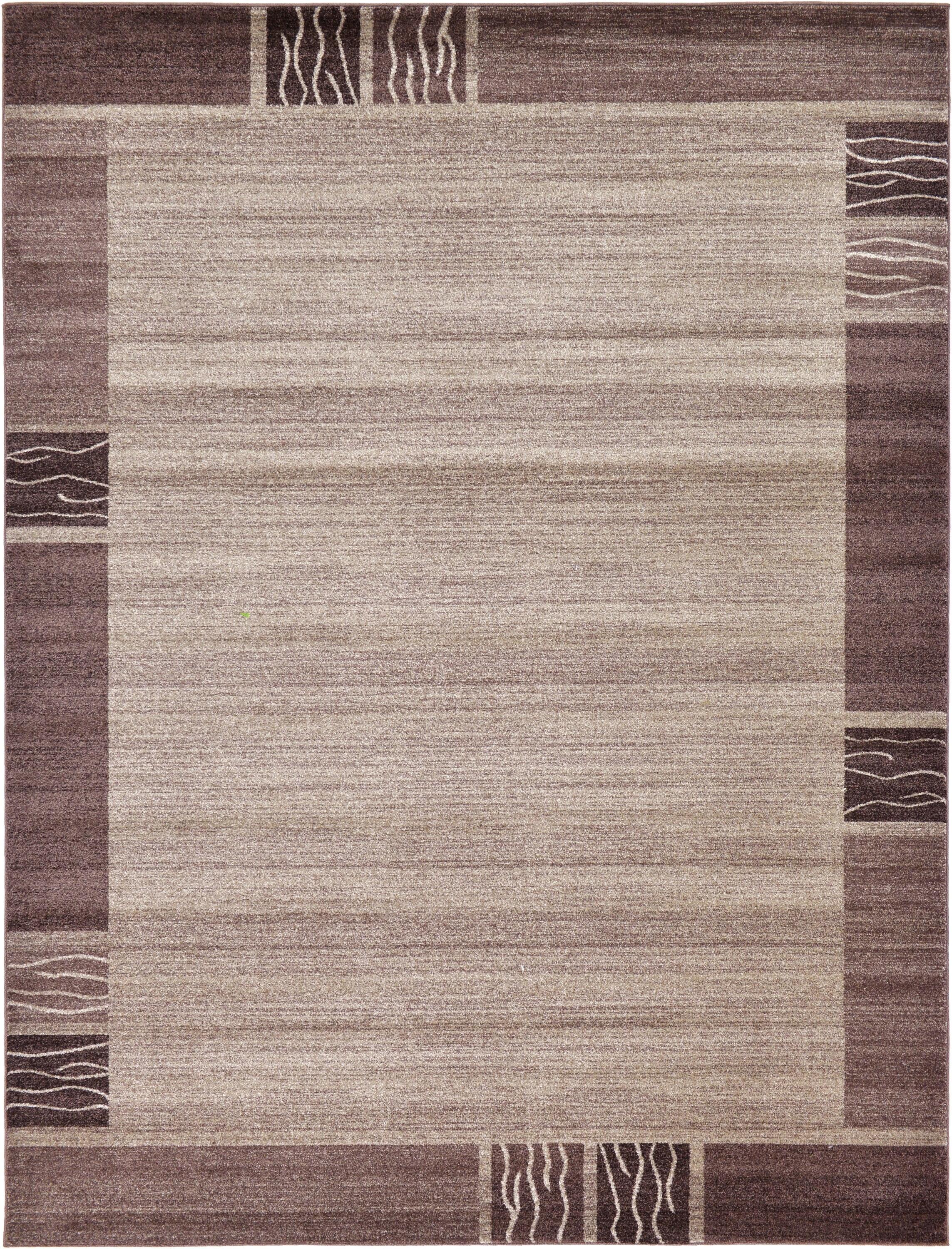 Unique Loom Del Mar Collection Area Rug - Sarah (9' x 12' Rectangle Dark Beige/Brown)