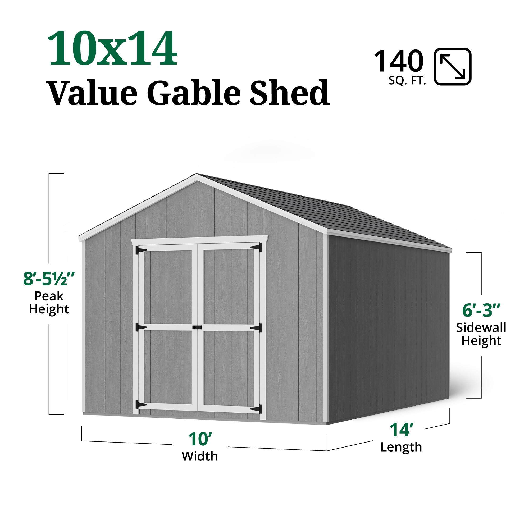 Little Cottage Co. 10x14 Value Gable Shed, Outdoor Wood Storage Do-It-Yourself Precut Kit