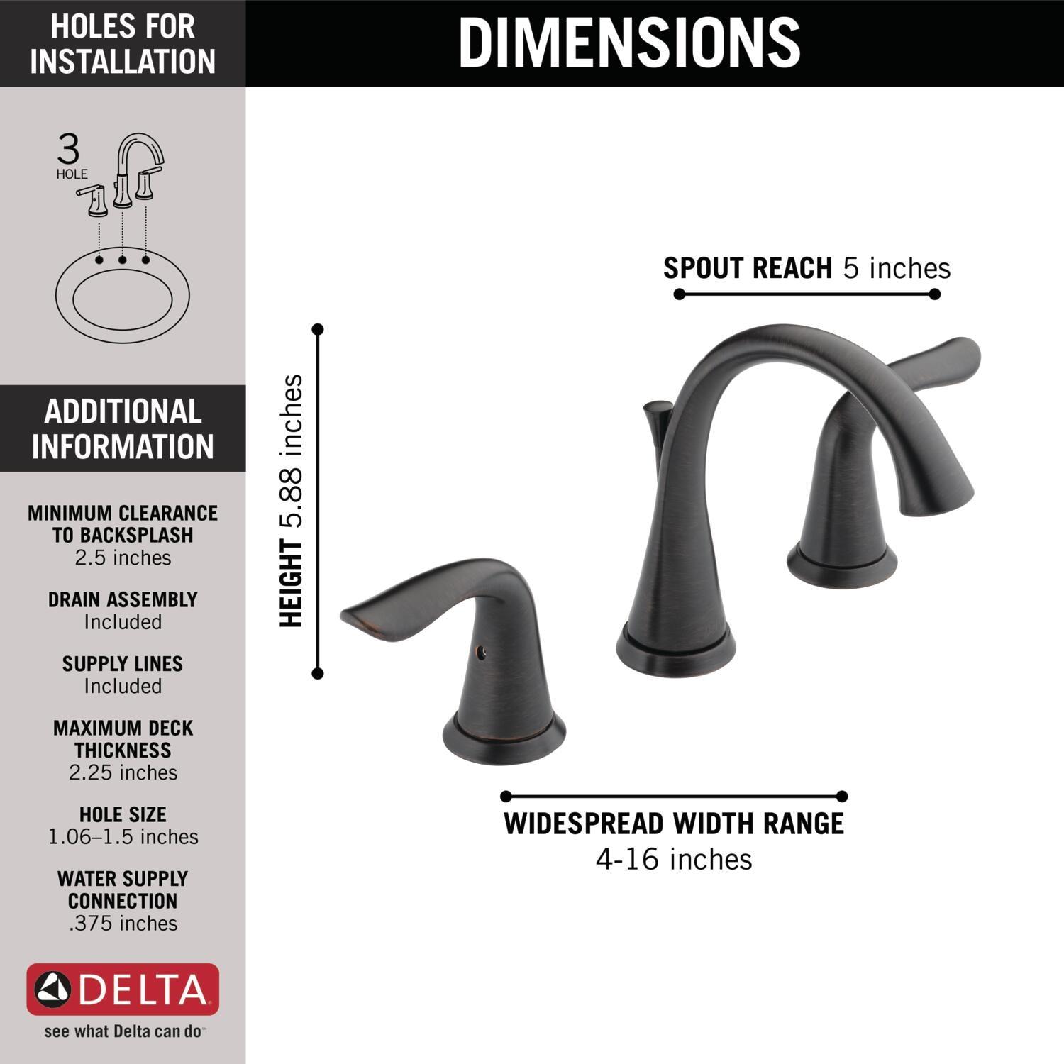 Lahara Widespread Bathroom Faucet 3 Hole, 2-handle Bathroom Sink Faucet with Drain Assembly