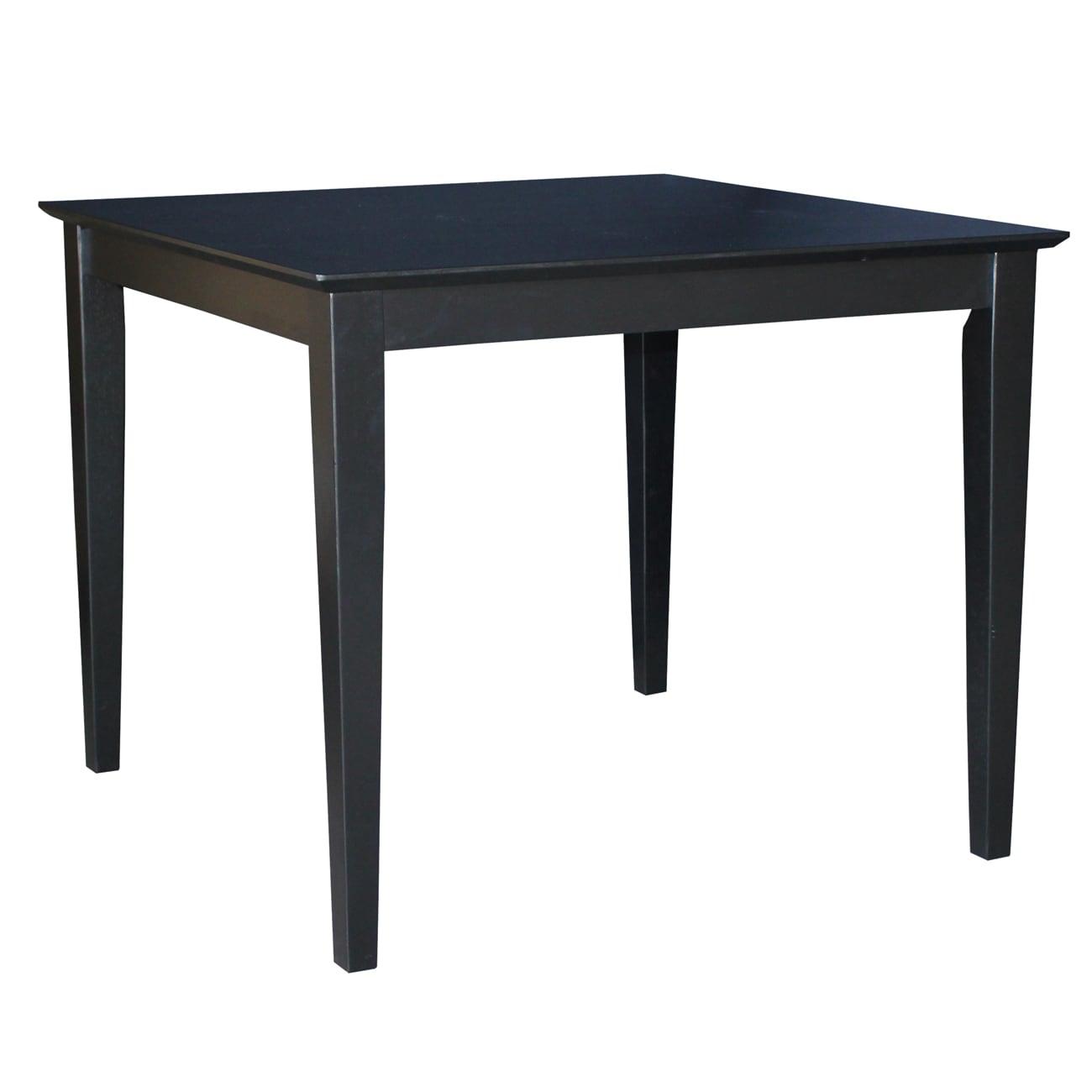 36" Square Solid Wood Top Dining Table with Shaker Legs Black - International Concepts: Parawood, Non-Extension, Seats 4