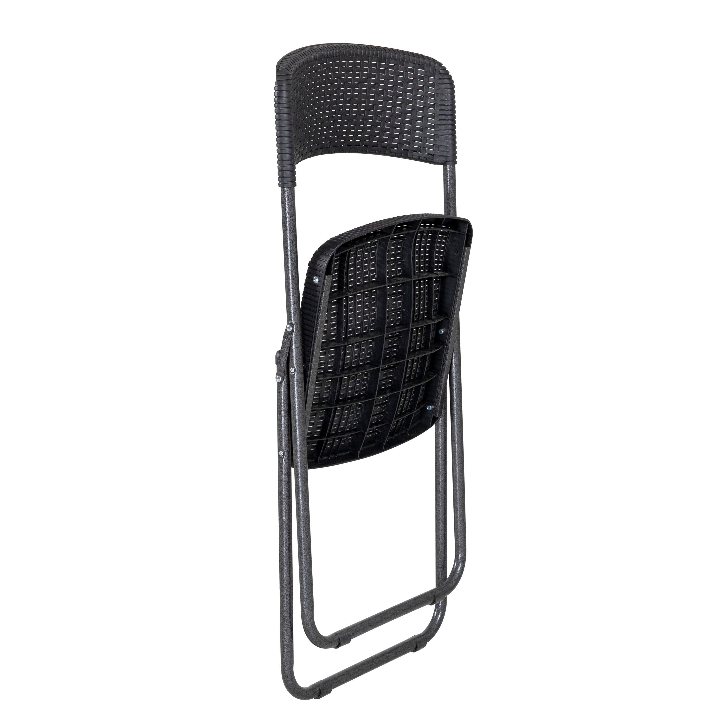 Nuu Garden 3 -Piece Black Rattan Bistro Patio Dining Set Iron Square Table with 2 Stationary Chairs