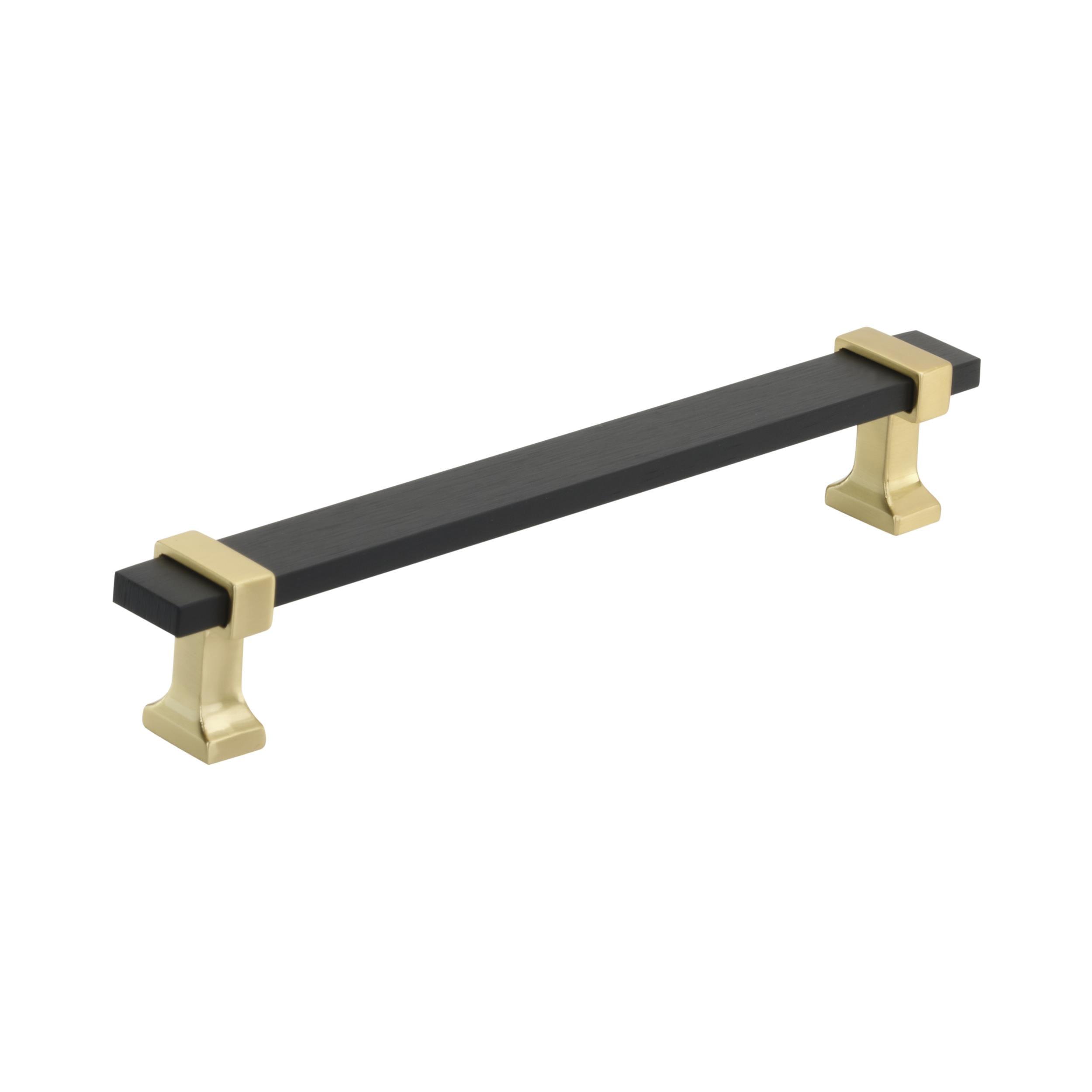 Amerock Overton 6-5/16 inch (160mm) Center-to-Center Brushed Matte Black/Brushed Gold Cabinet Pull