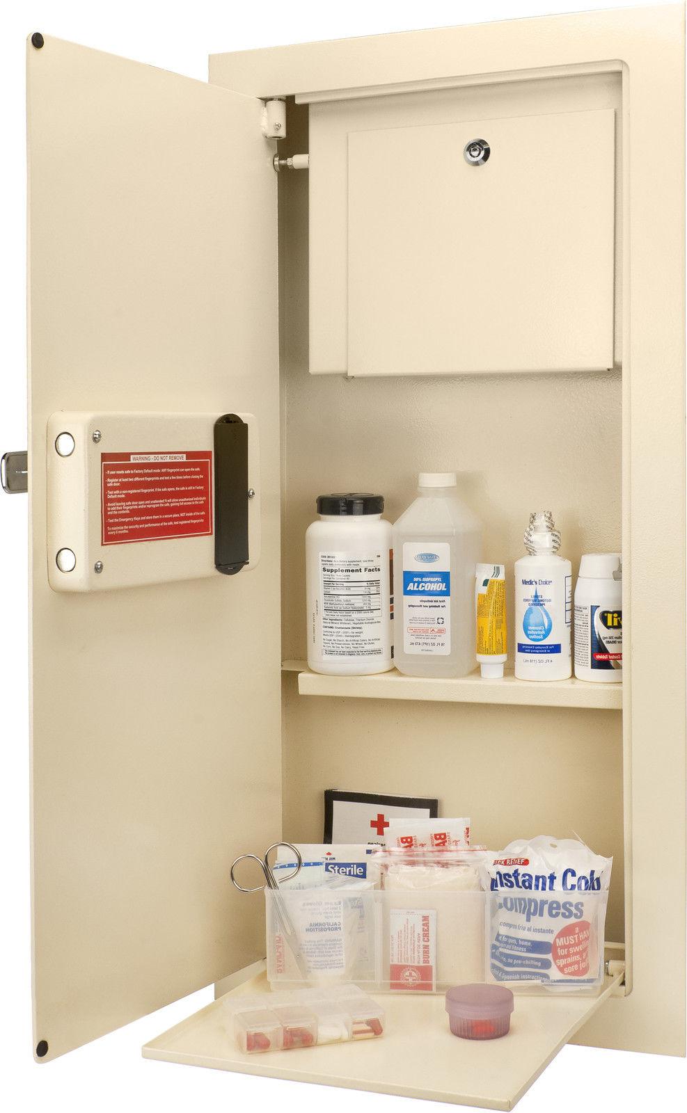 Barska 0.82 CUBIC FT LEFT OPEN BEIGE  BIOMETRIC WALL SAFE