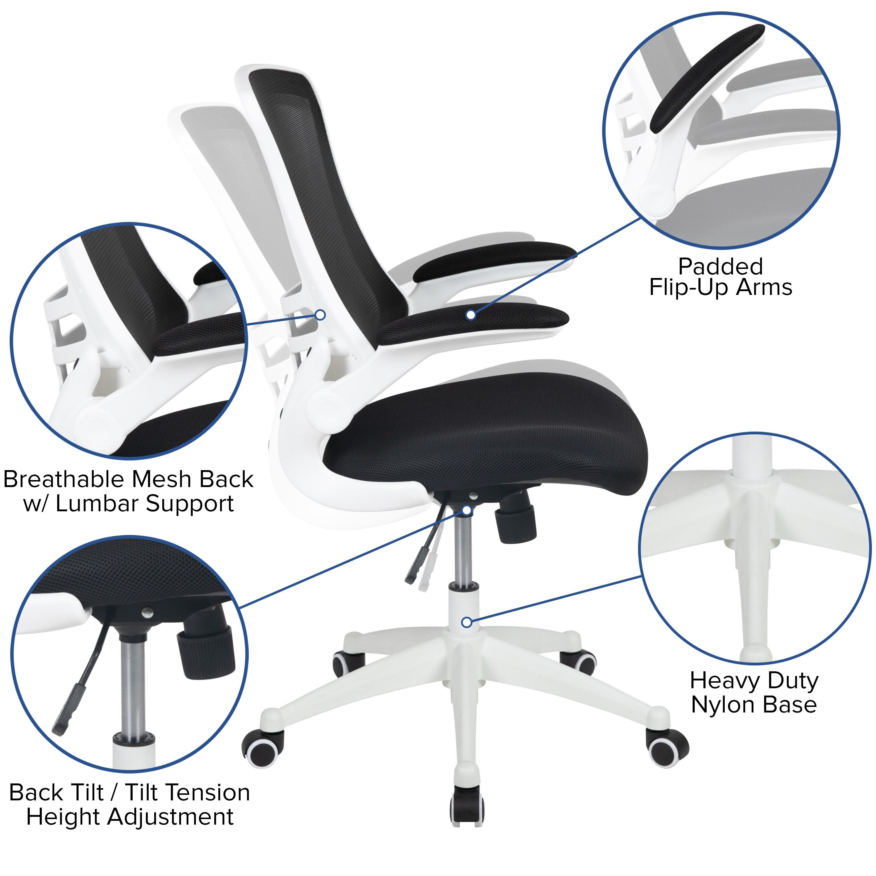 Jayetta Mid-Back Mesh Swivel Ergonomic Office Chair with Flip-Up Arms by Flash Furniture