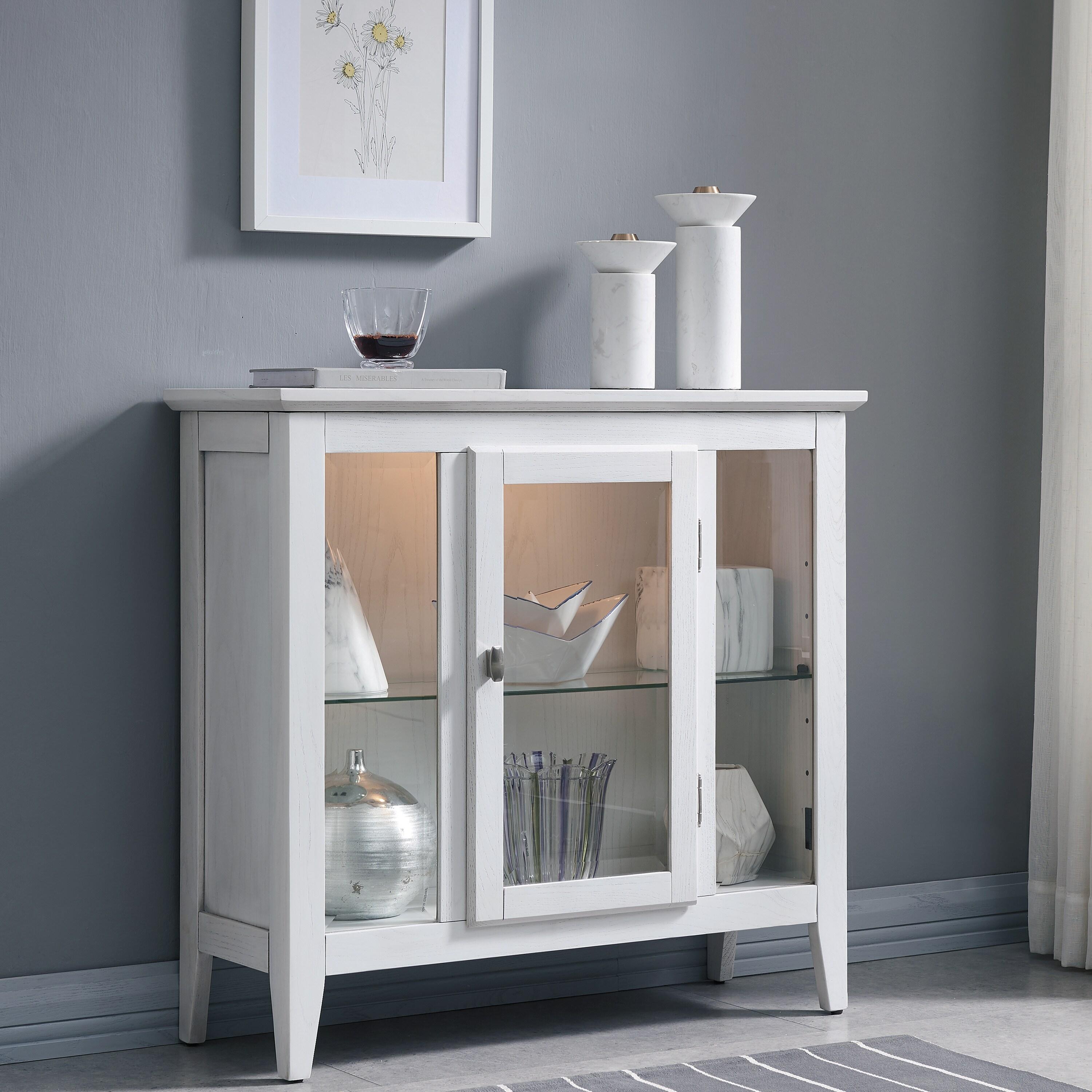 Leick Home Favorite Finds Entryway Wood Curio Cabinet in Weathered White