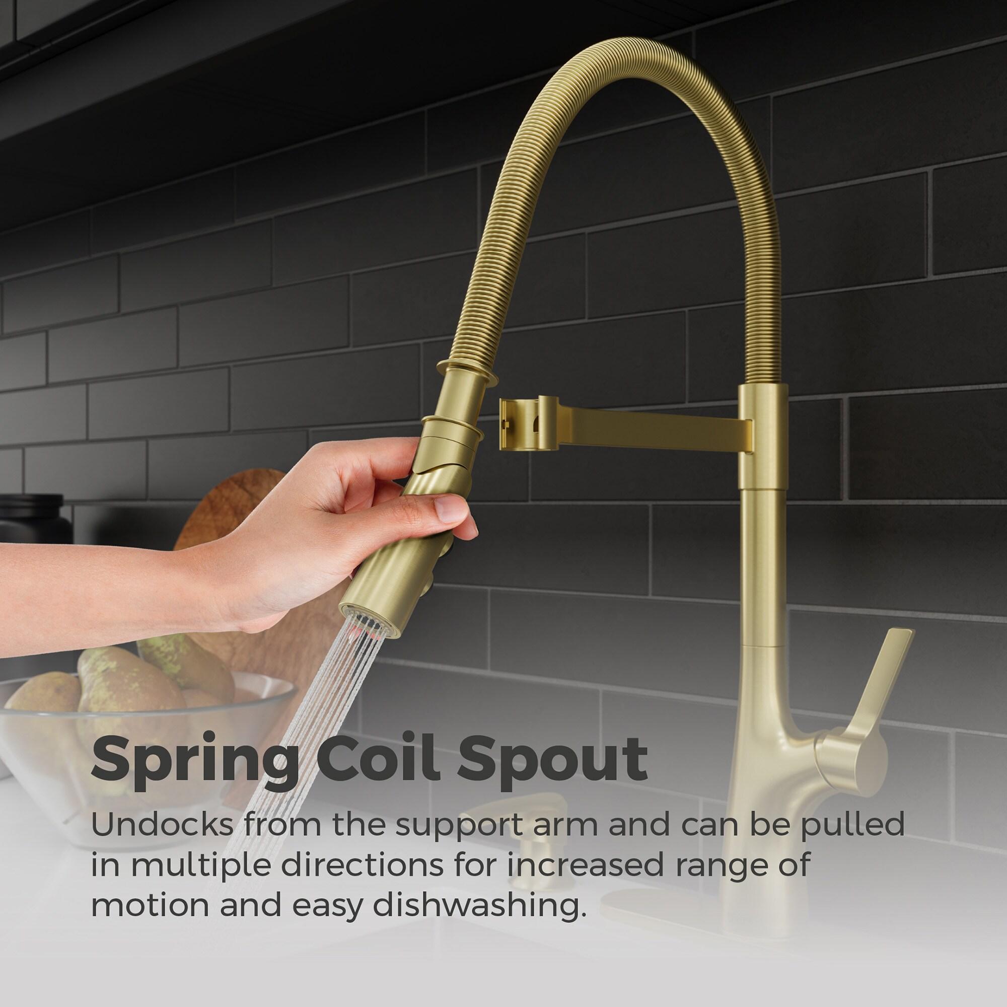 Ceylon Single Handle Culinary Pull Down Sprayer Kitchen Faucet in Brushed Gold