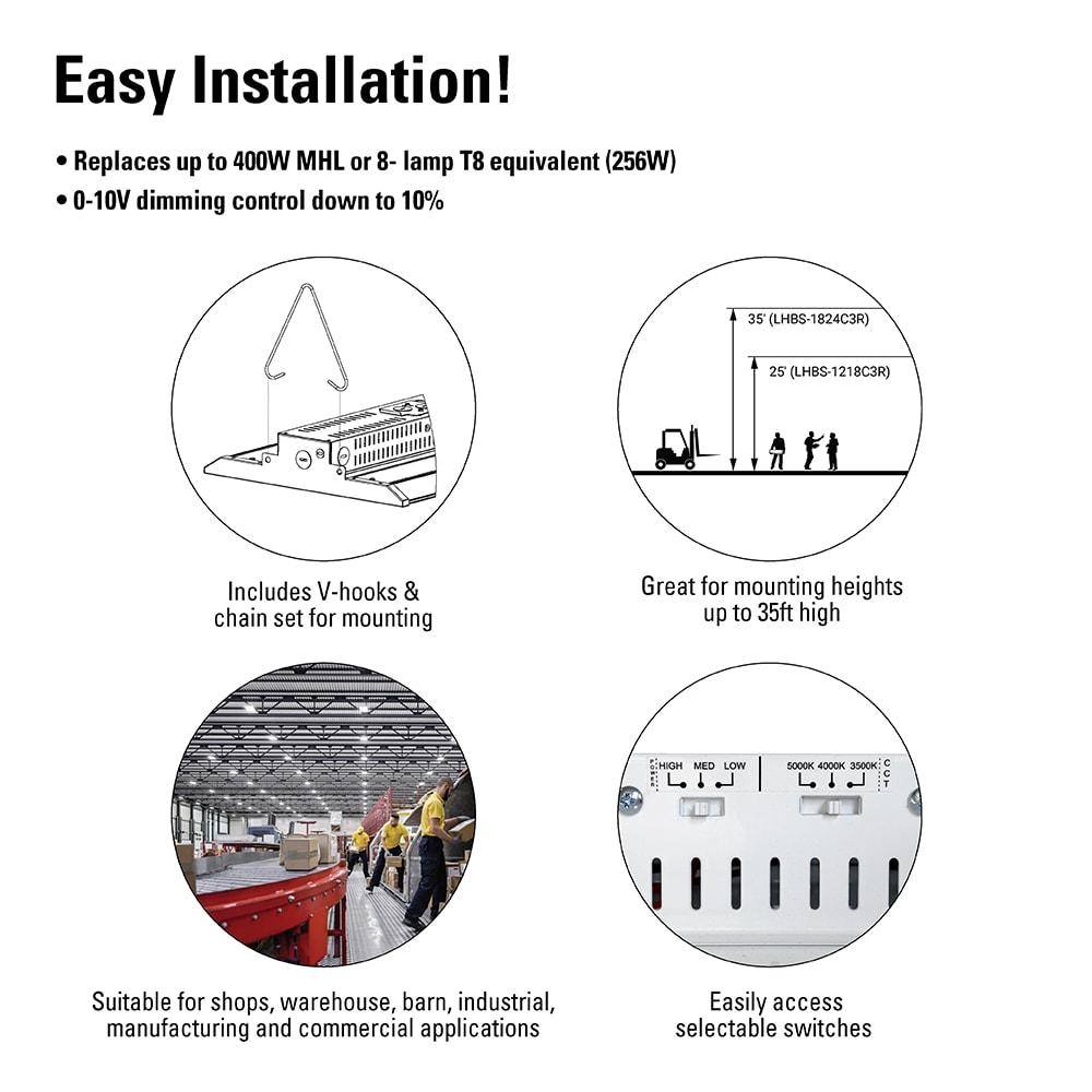 Metalux 14.17-in x 10.23-in 1 -Light 23984 -Lumen Adjustable Lumens 5000-K Switchable white LED High Bay Light