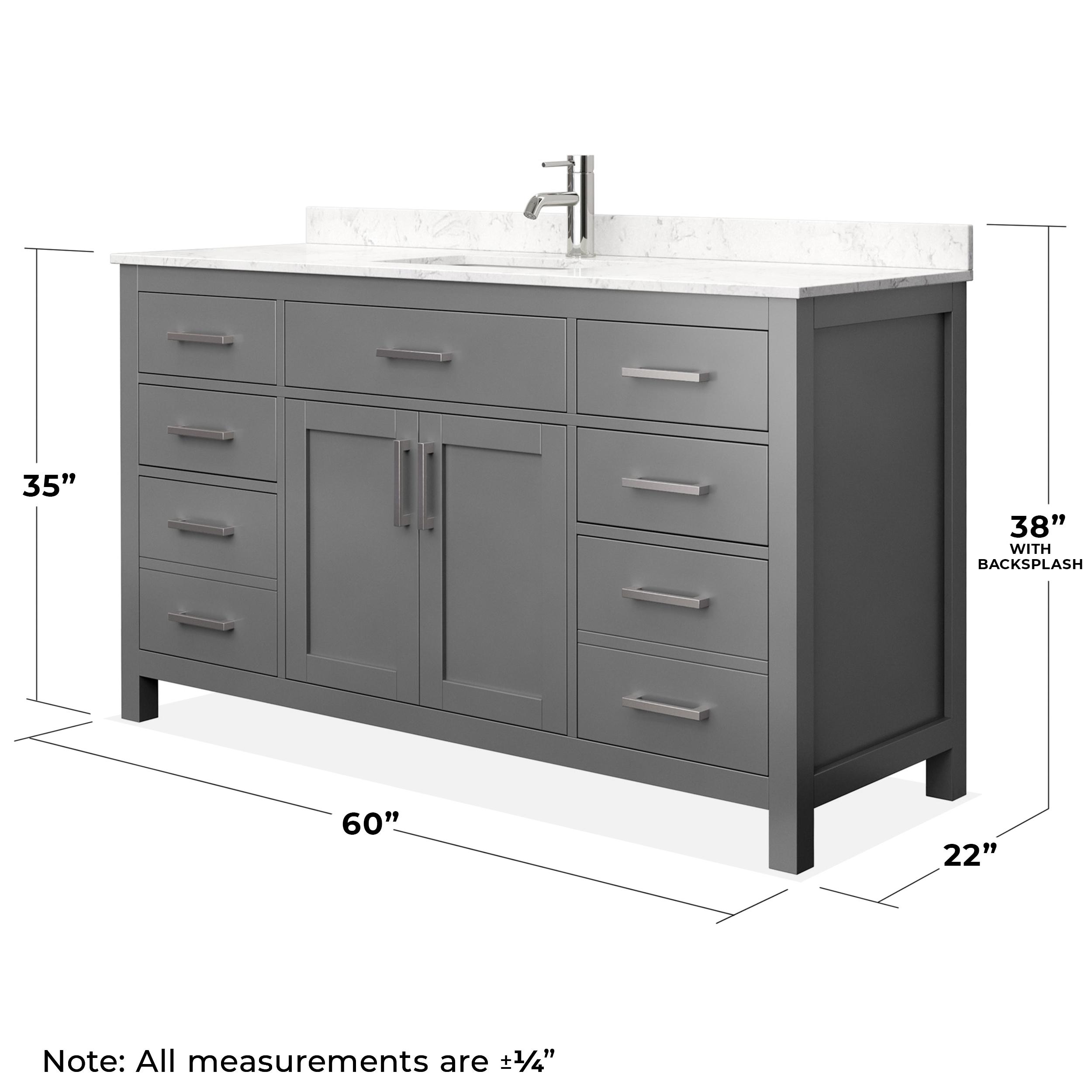 Beckett 60" Freestanding Single Bathroom Vanity with Cultured Marble Top