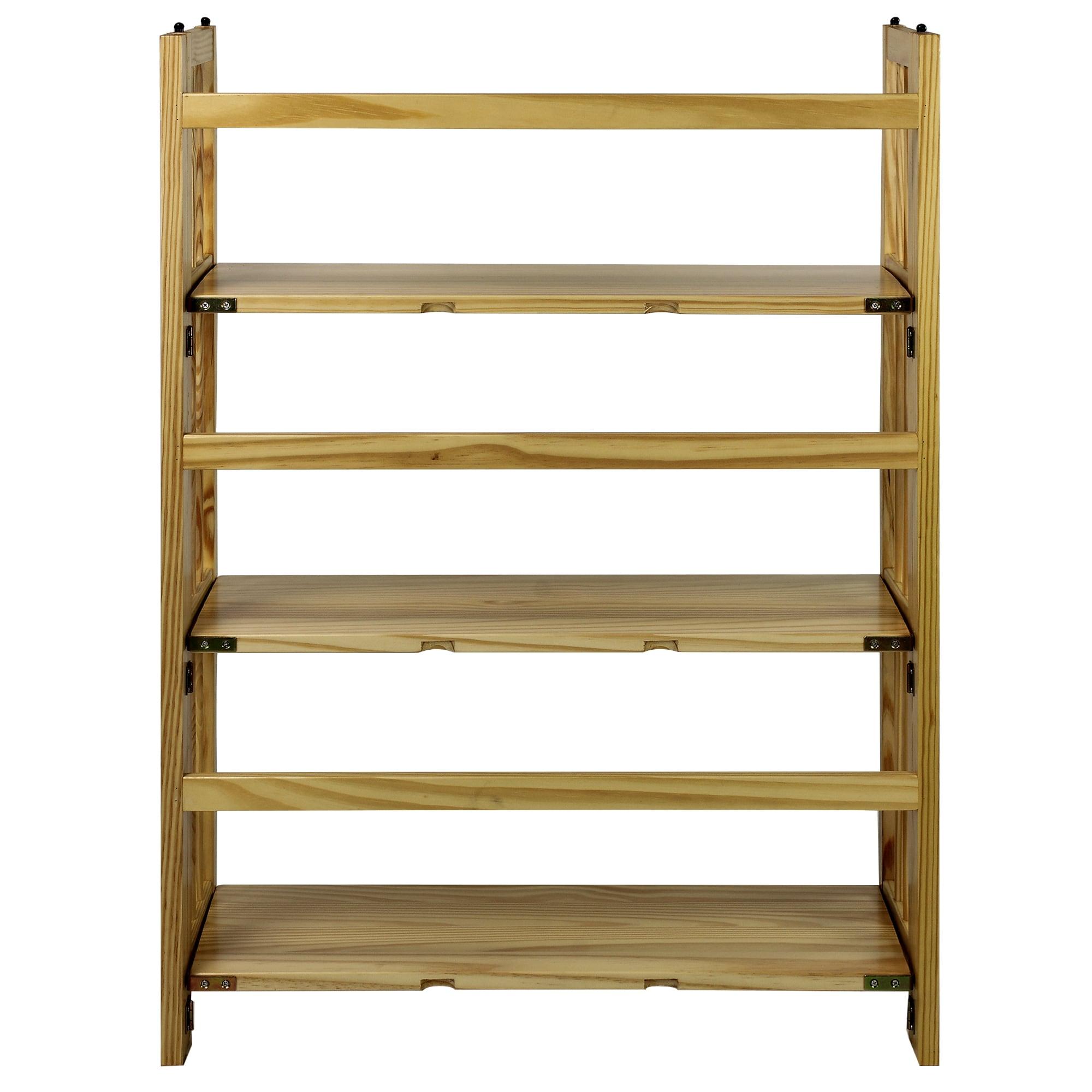 3-Shelf Folding Stackable Bookcase 27.5" Wide-Natu