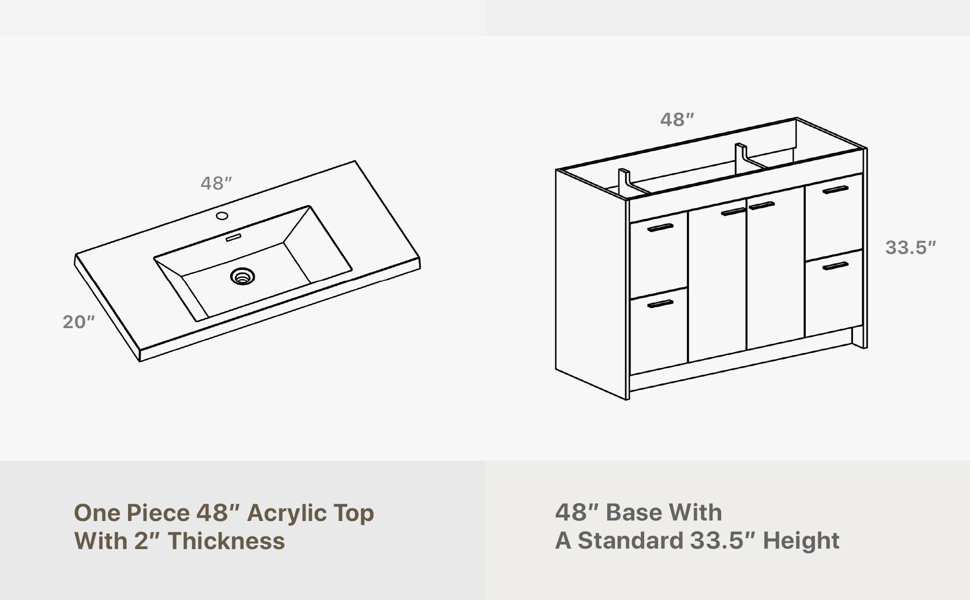 Lugano 48'' Single Bathroom Vanity with Acrylic Top