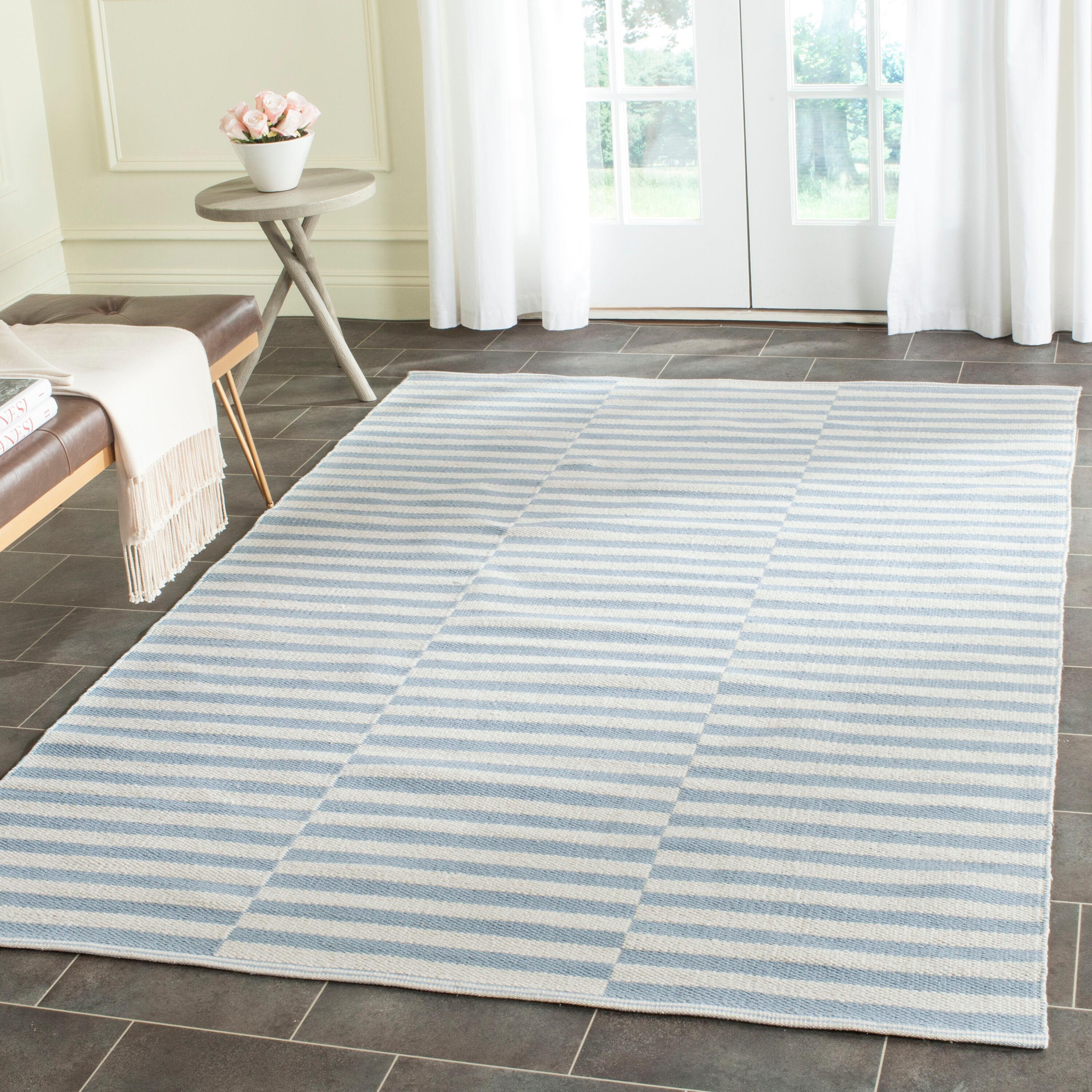 Montauk MTK715 Hand Woven Indoor Area Rug - Ivory/Light Blue - 5'x7' - Safavieh