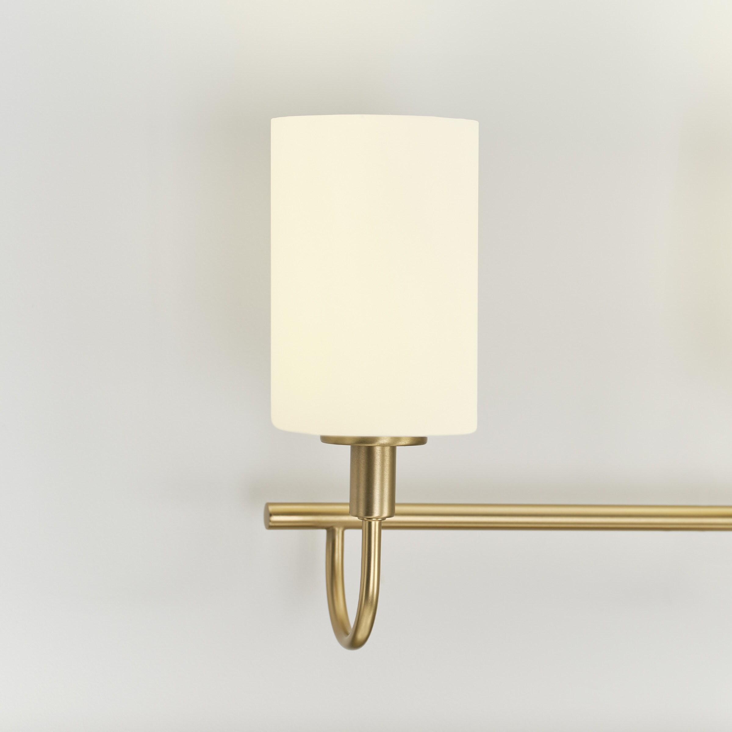 Alvin Modern Satin Brass 4-Light Vanity with Etched Glass