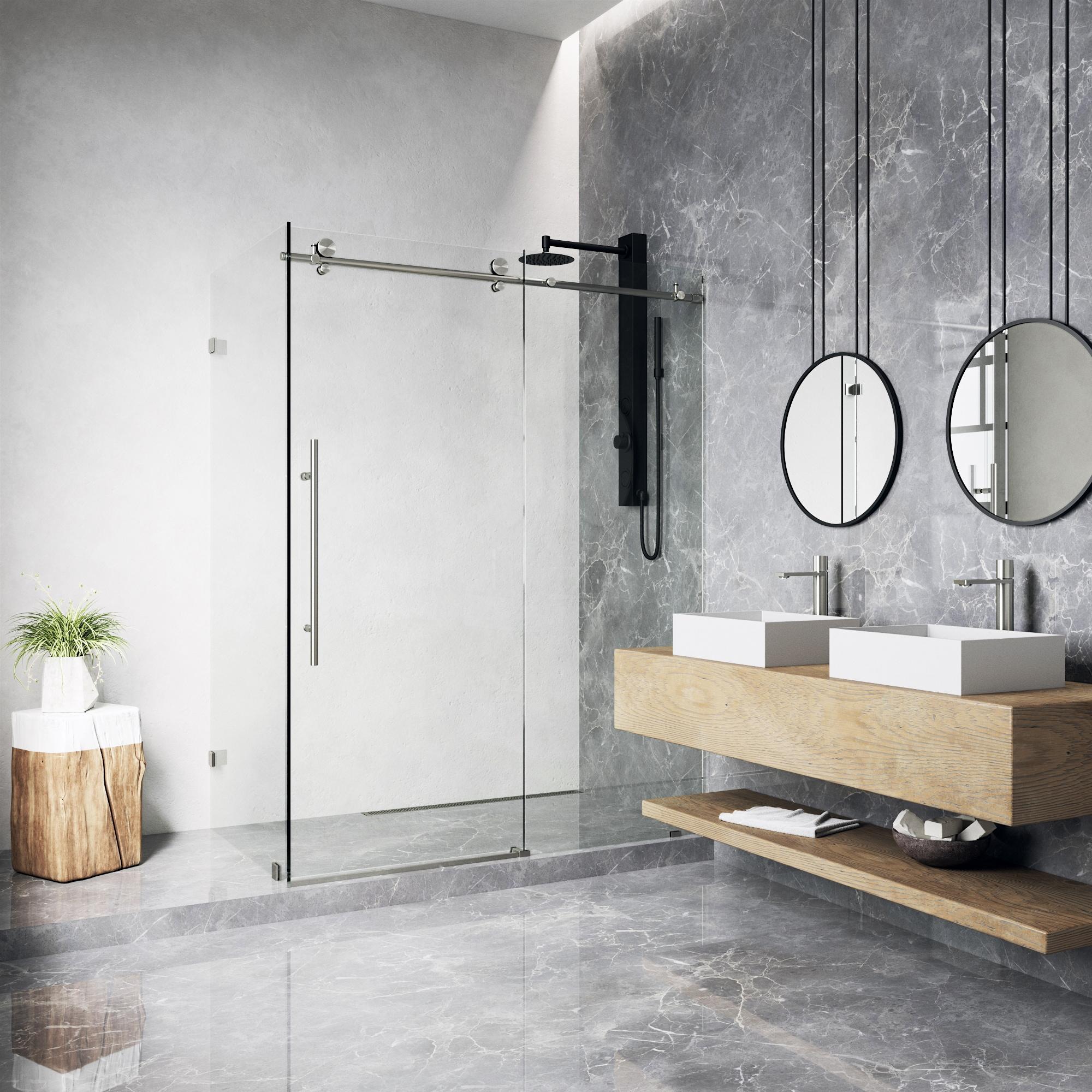 Elan E-class 46" W x 34" D x 76" H Sliding Frameless Shower Enclosure with 3/8" Clear Glass