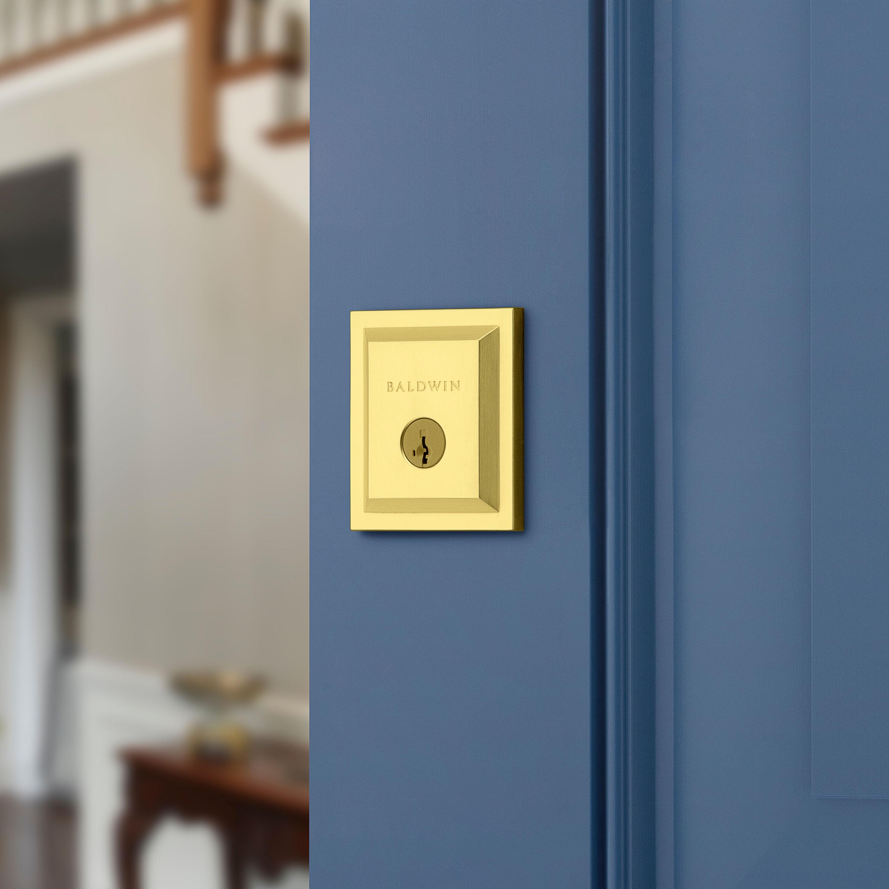Baldwin Spyglass, Single Cylinder Front Door Deadbolt Featuring SmartKey Re-key Technology and Microban Protection, in Satin Brass