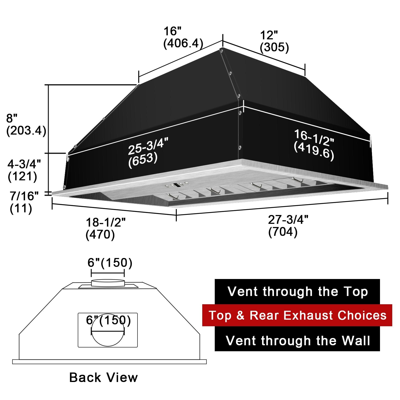 Akicon Akicon Stainless Steel 600 CFM Ducted (Vented) Insert Range Hood with Charcoal Filter