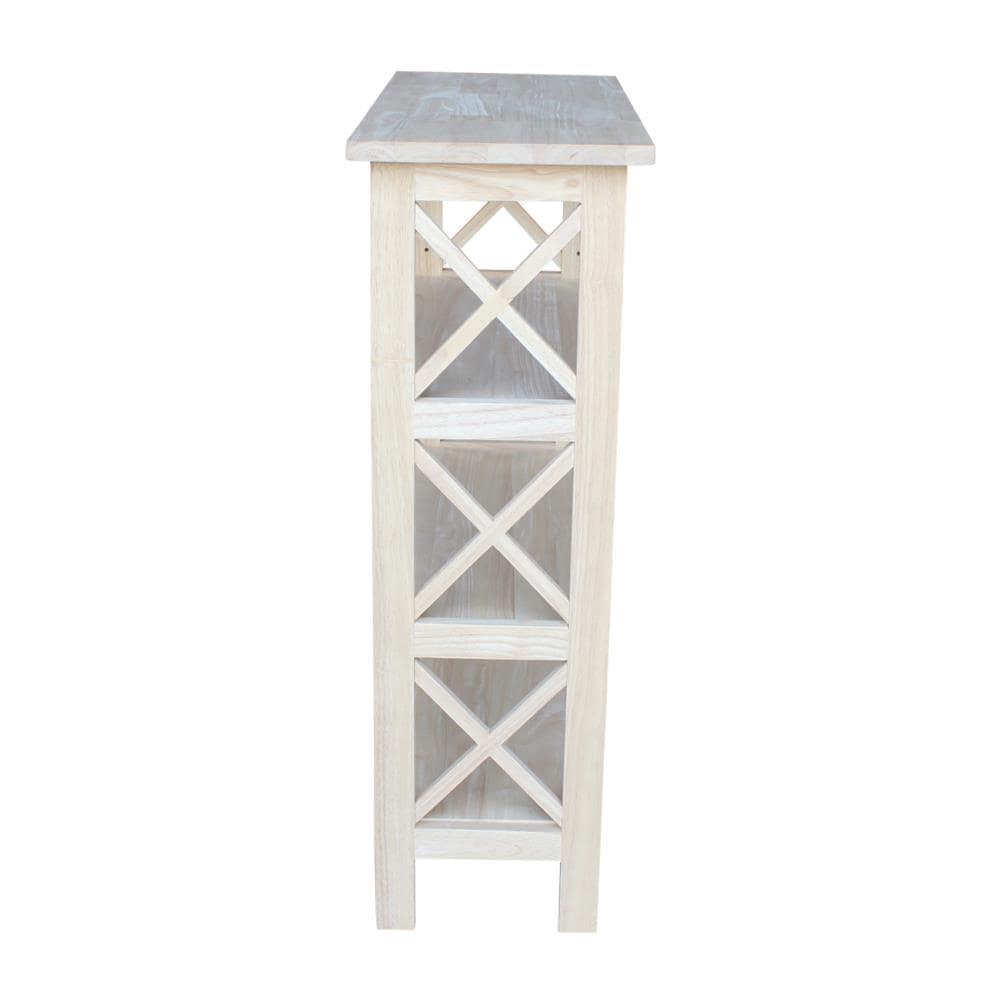36" 3 Tier X-Sided Bookcase - International Concepts: Mid-Century Modern Style, Unfinished Hardwood, Metal Hardware