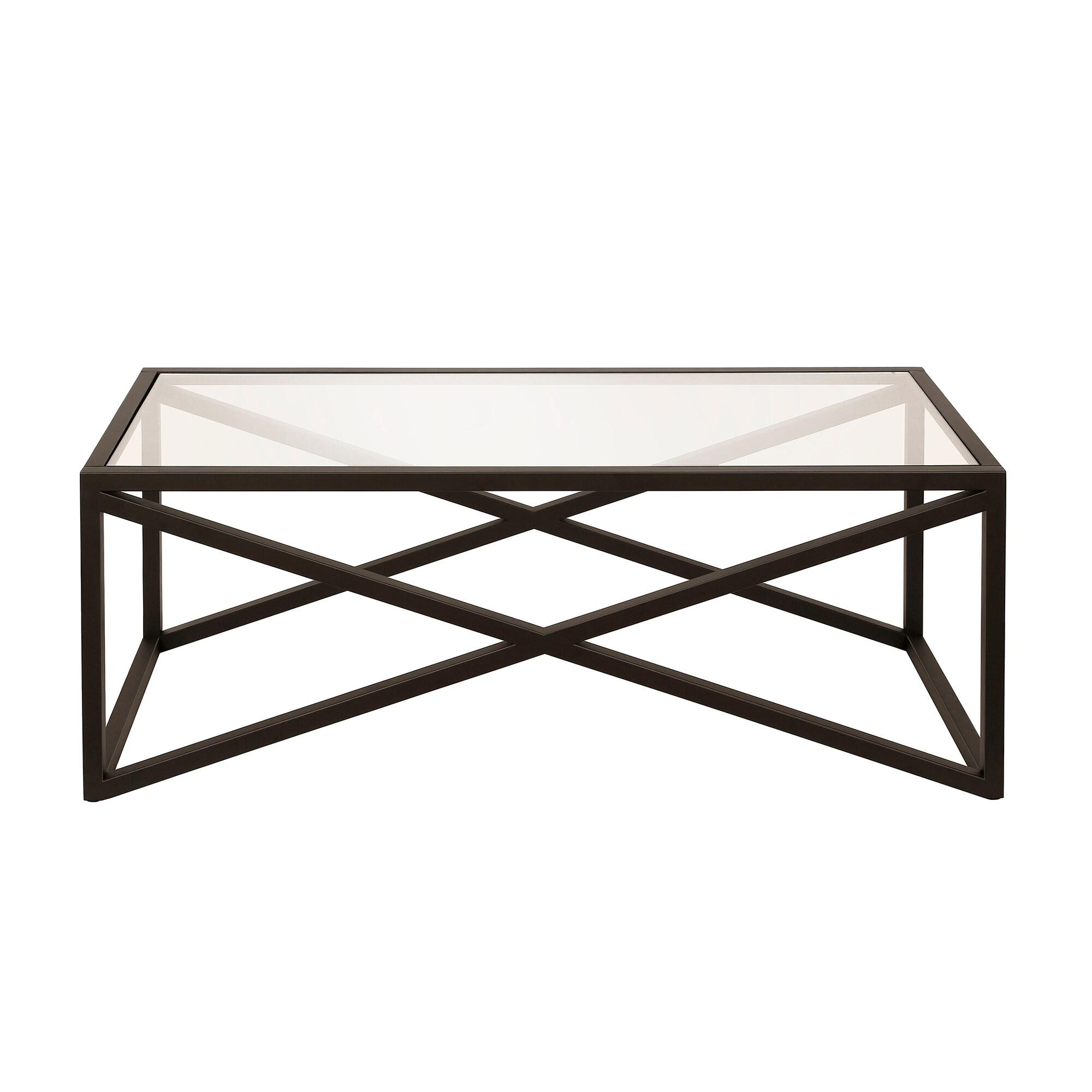 Evelyn&Zoe Calix 46" Wide Rectangular Coffee Table, Blackened Bronze