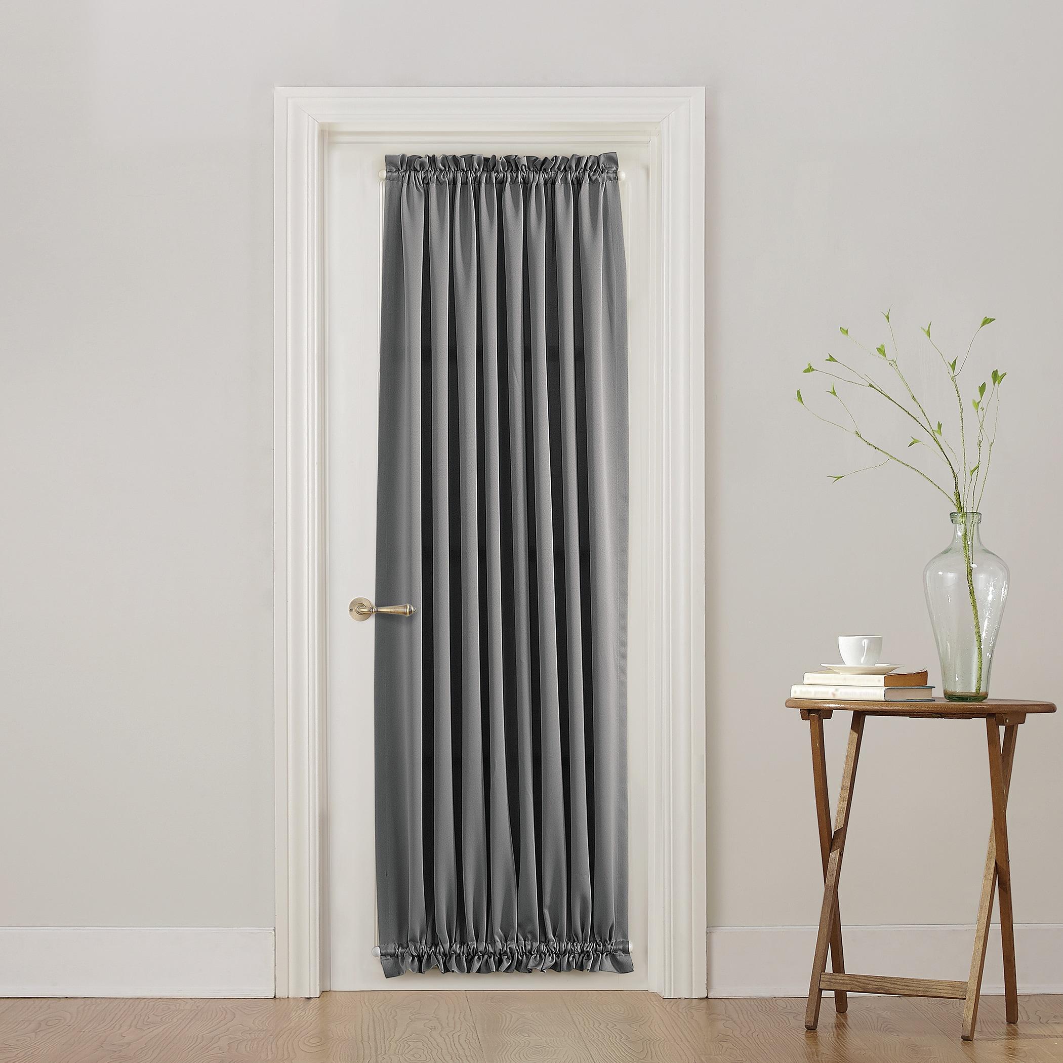 54"x72" Sun Zero Room Darkening Seymour Rod Pocket Door Curtain Panel Gray: Energy Efficient, Noise Reduction, Thermal Insulated