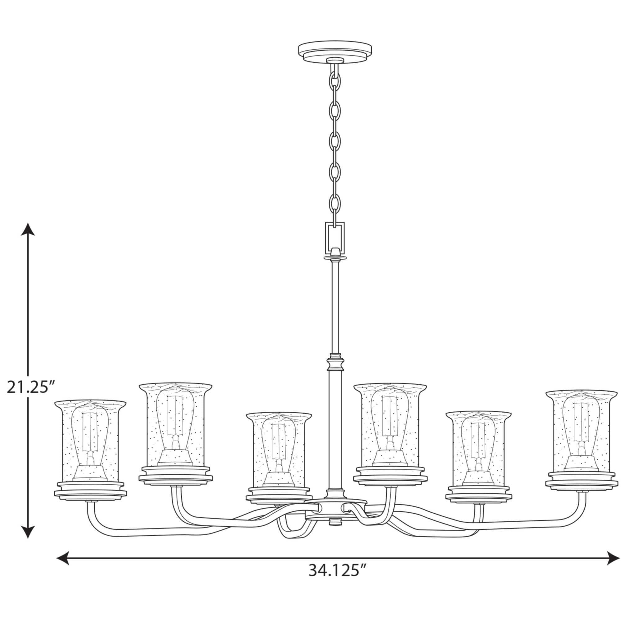 Progress Lighting Winslett 6-Light Chandelier, Brushed Nickel, Seeded Glass Shades