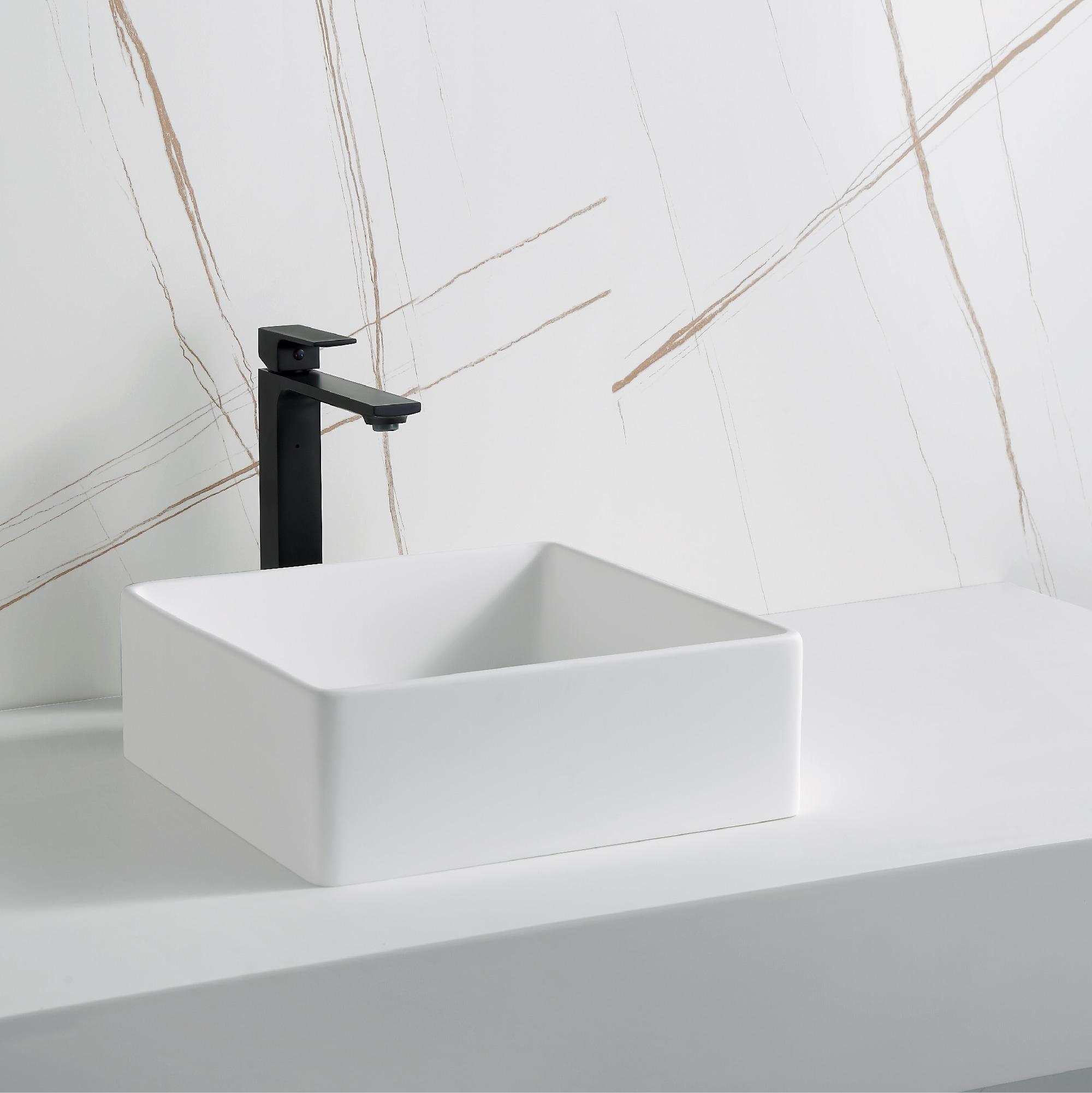 Karran Quattro 14-1/2'' X 14-1/2'' Matte White Acrylic Square Vessel Sink