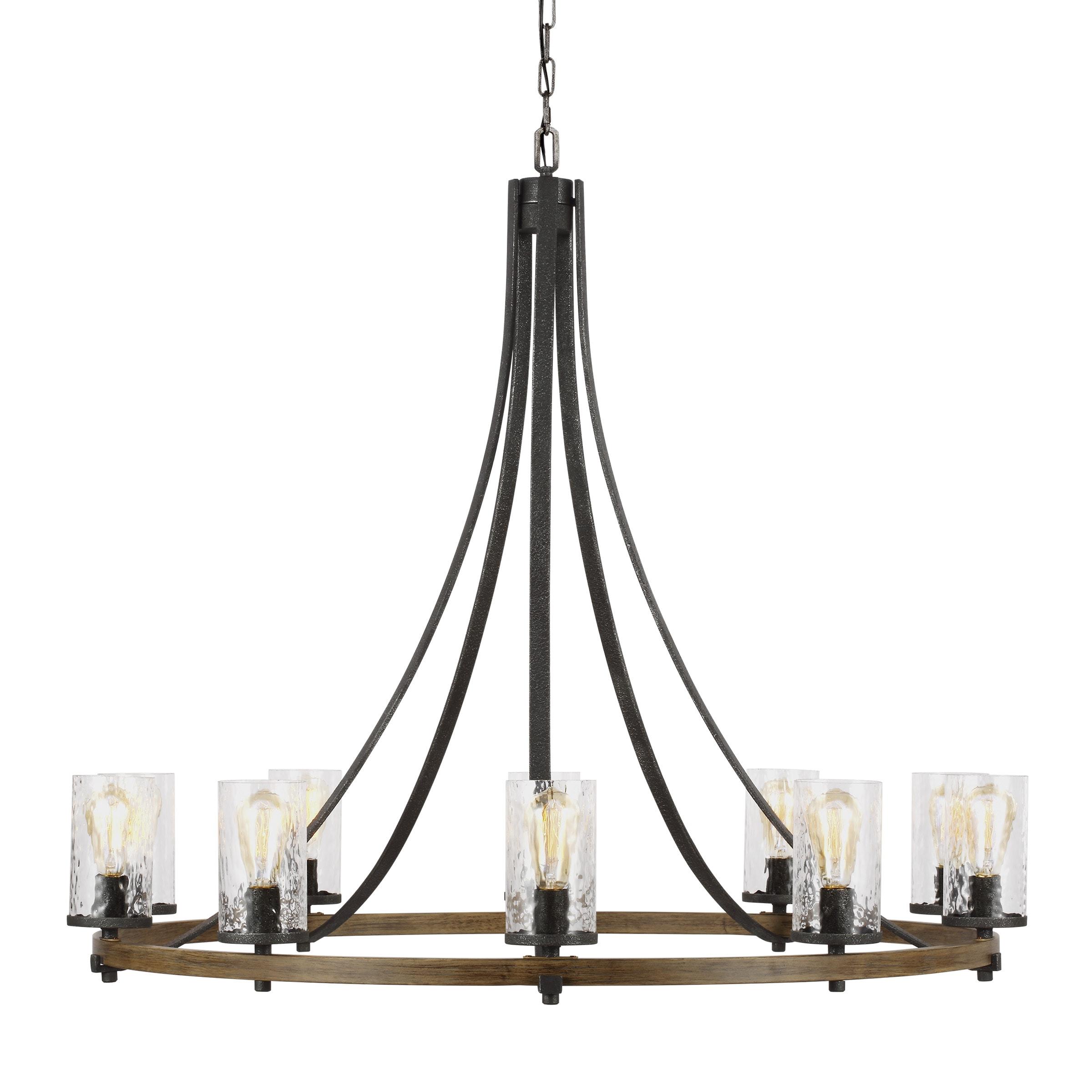 Steffens Iron & Textured Glass Chandelier (24"-48")