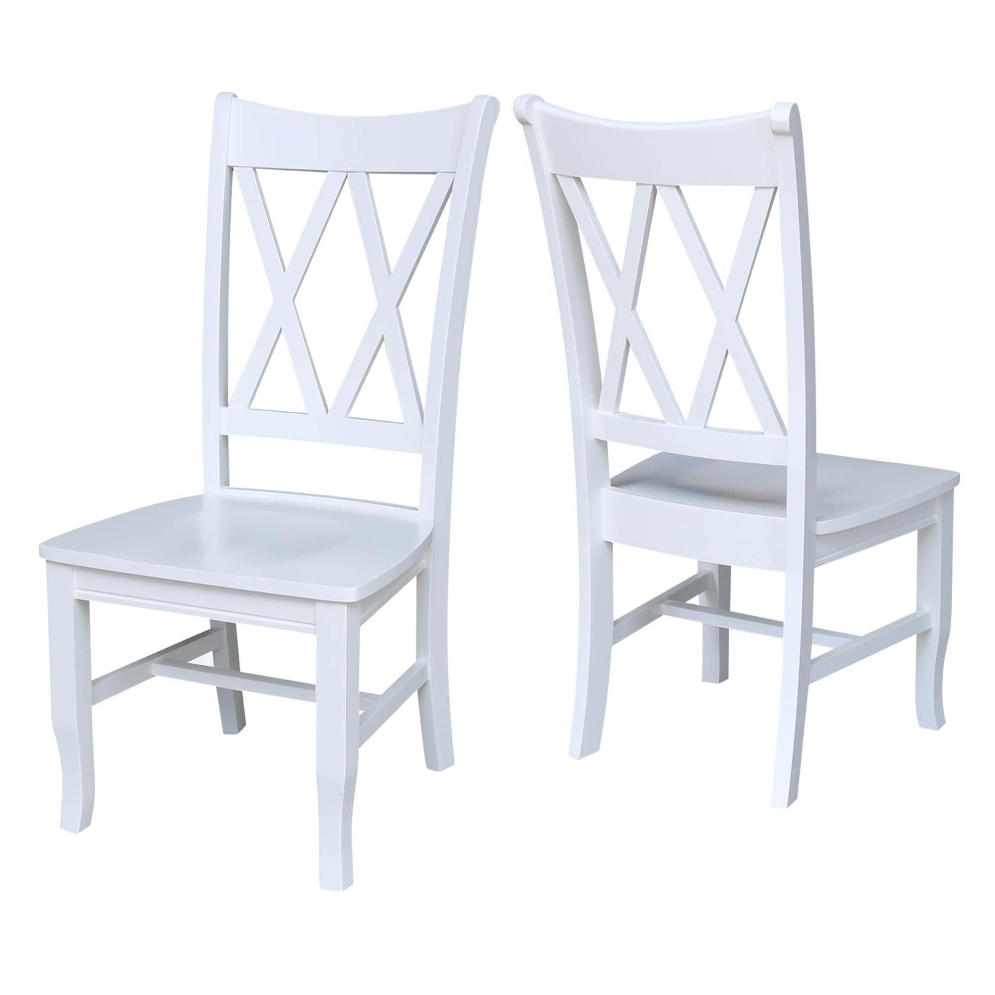 International Concepts Set of 2 Jeremy Double Dining Chairs White: Hardwood Frame, Modern Style, 250lb Capacity