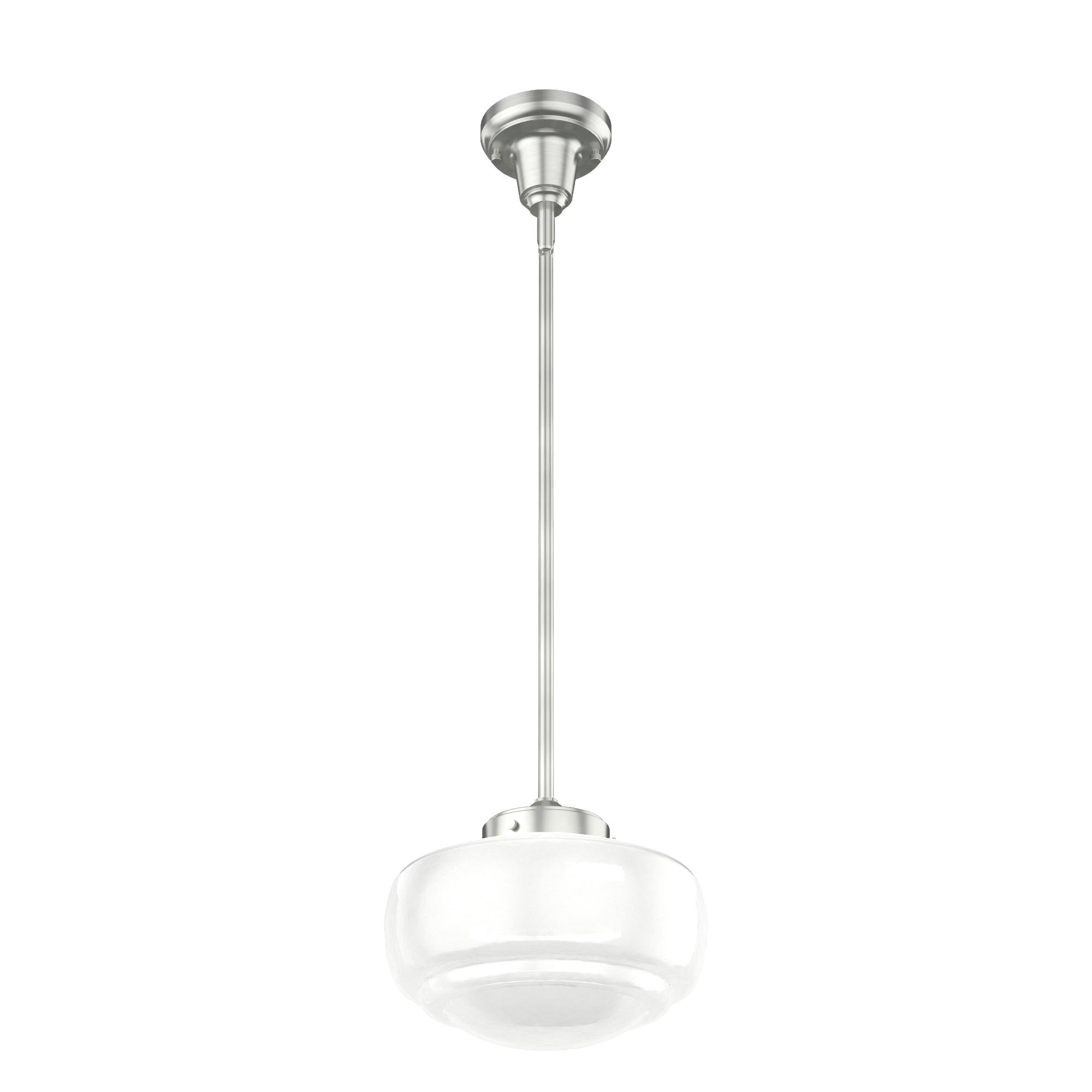 Hunter 10 inch Saddle Creek Brushed Nickel 1 Light Cased White Glass Pendant Ceiling Light Fixture