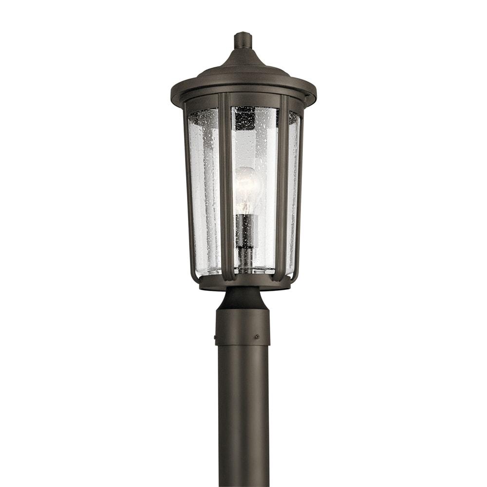 Fairfield Black Outdoor Post Light with Clear Seeded Glass