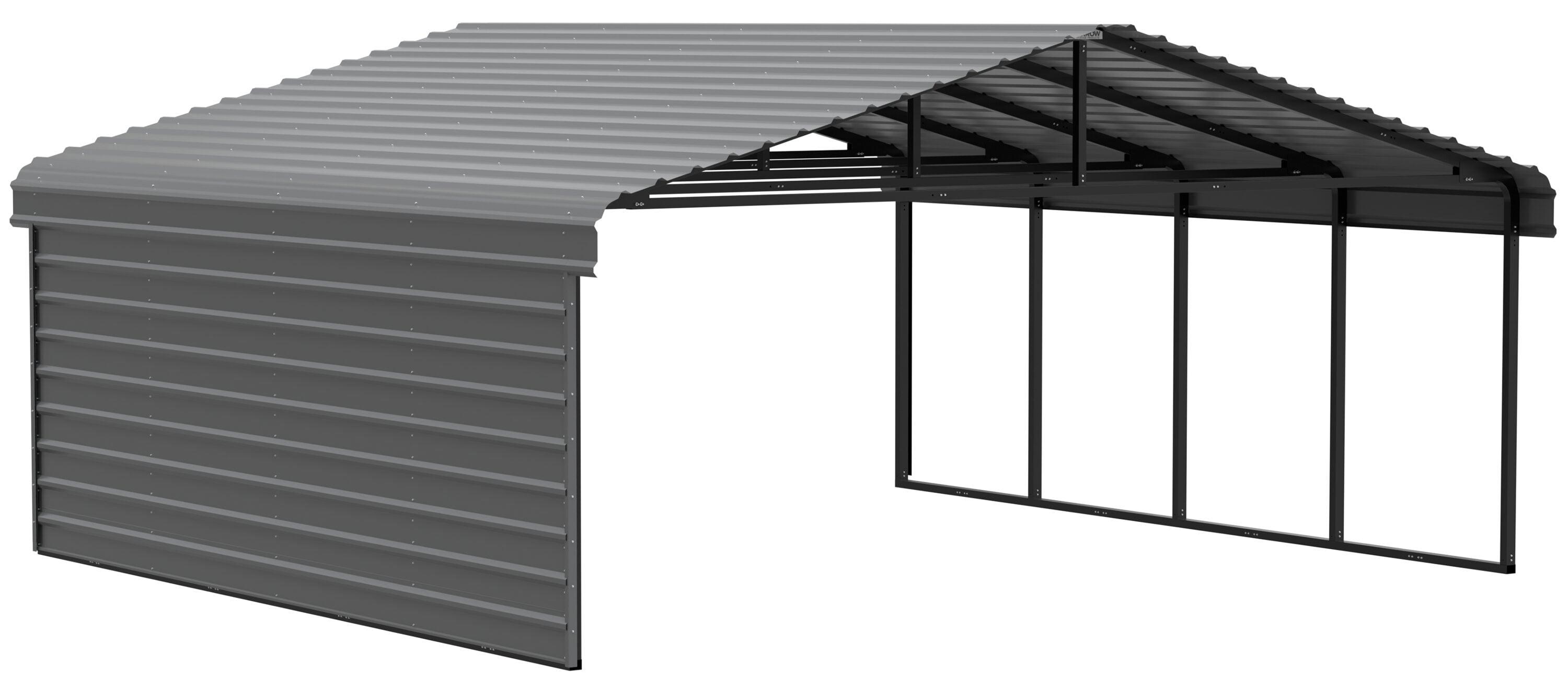 Arrow Eggshell Carport with 1-sided Enclosure