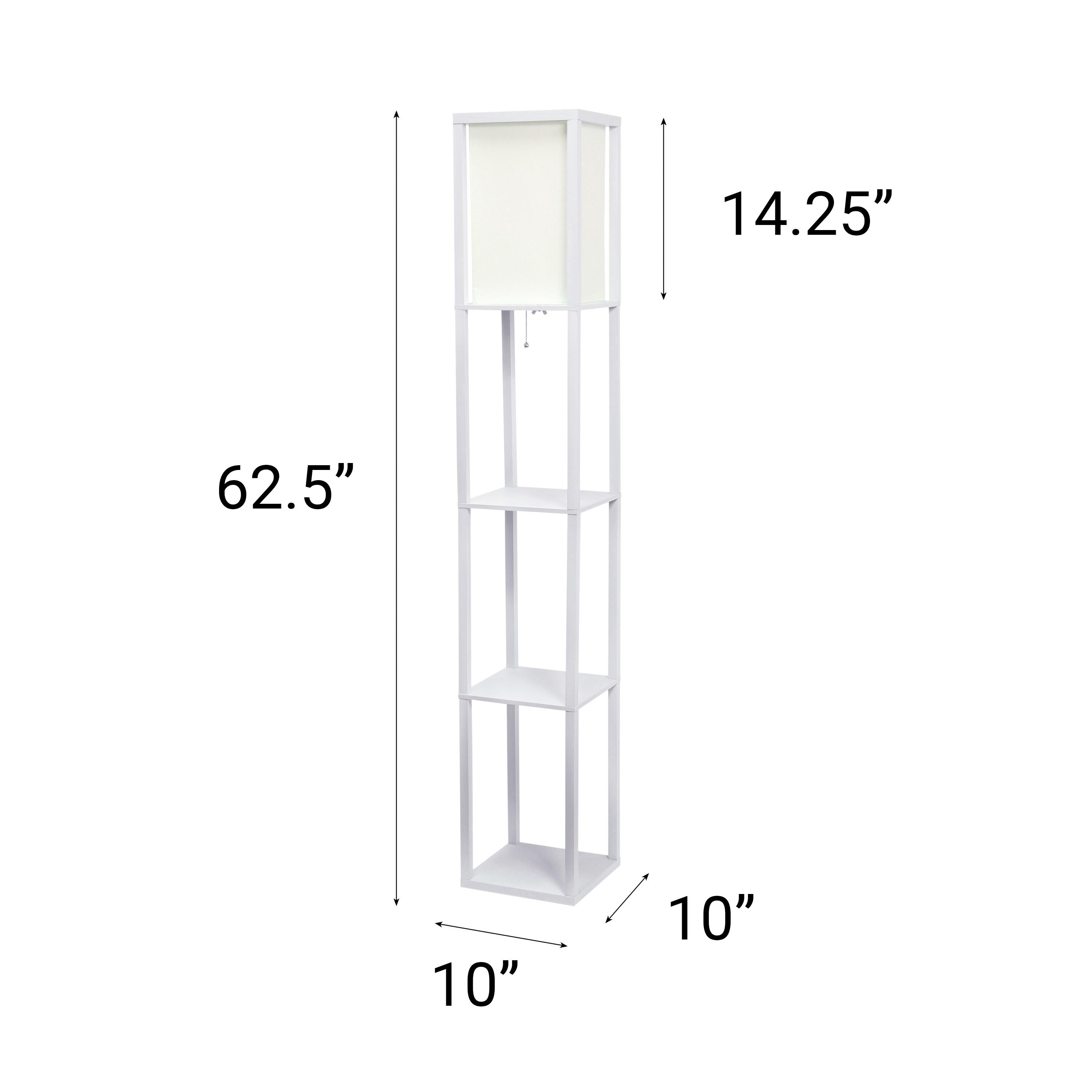Creekwood Home Classix 62.5" Contemporary 3-Tier Storage and Display Floor Lamp with Linen Shade Feit LED (Includes LED Light Bulb) White