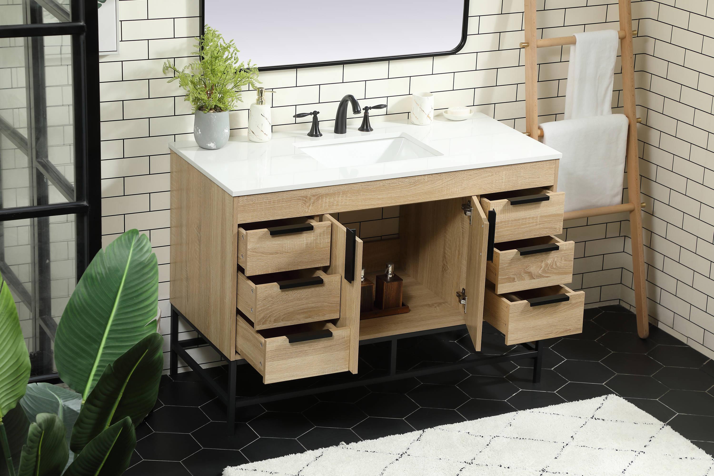 Corley 48'' Single Bathroom Vanity with Engineered Marble Top
