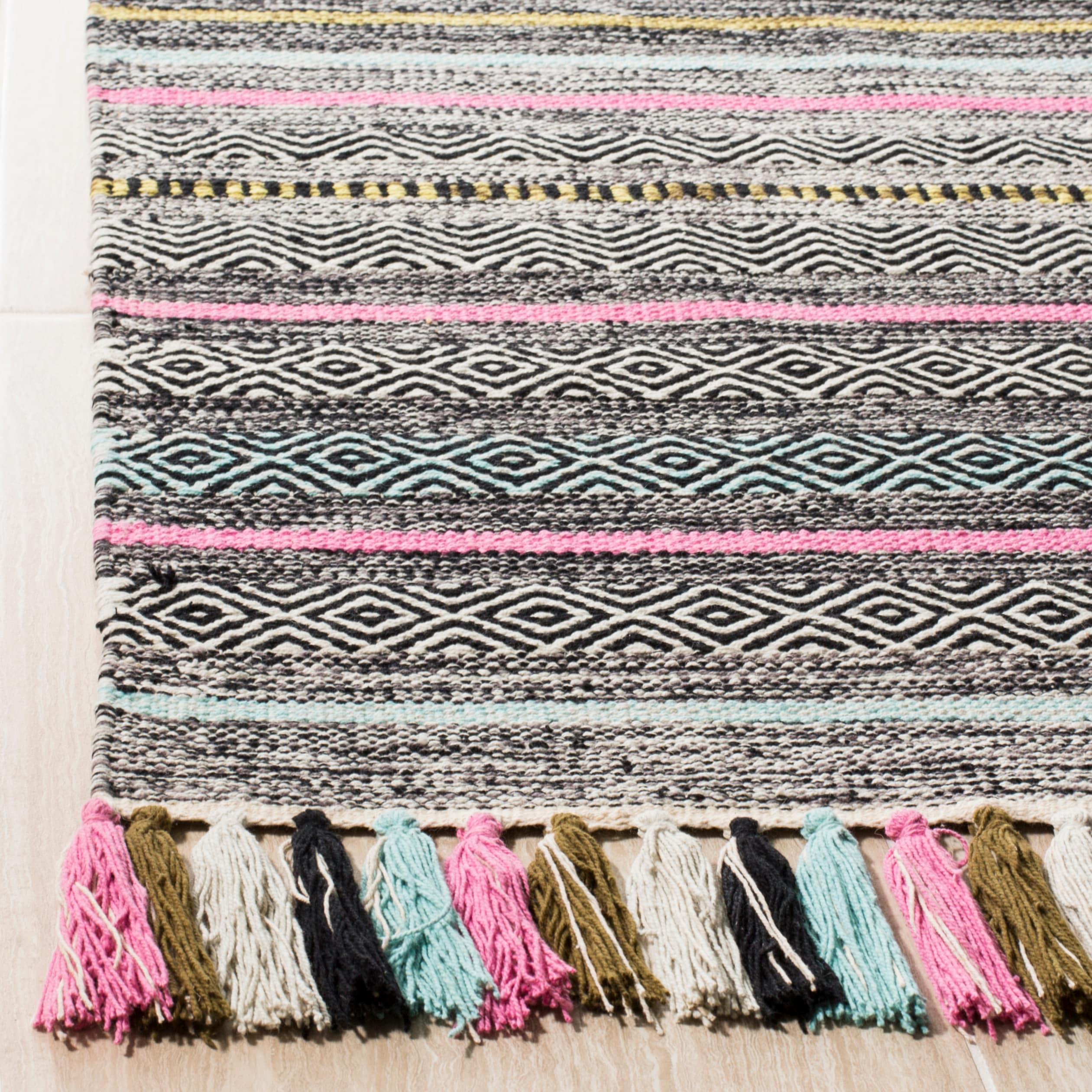 Montauk MTK901 Hand Woven Indoor Accent Rug - Black/Multi - 2'6"x4' - Safavieh.