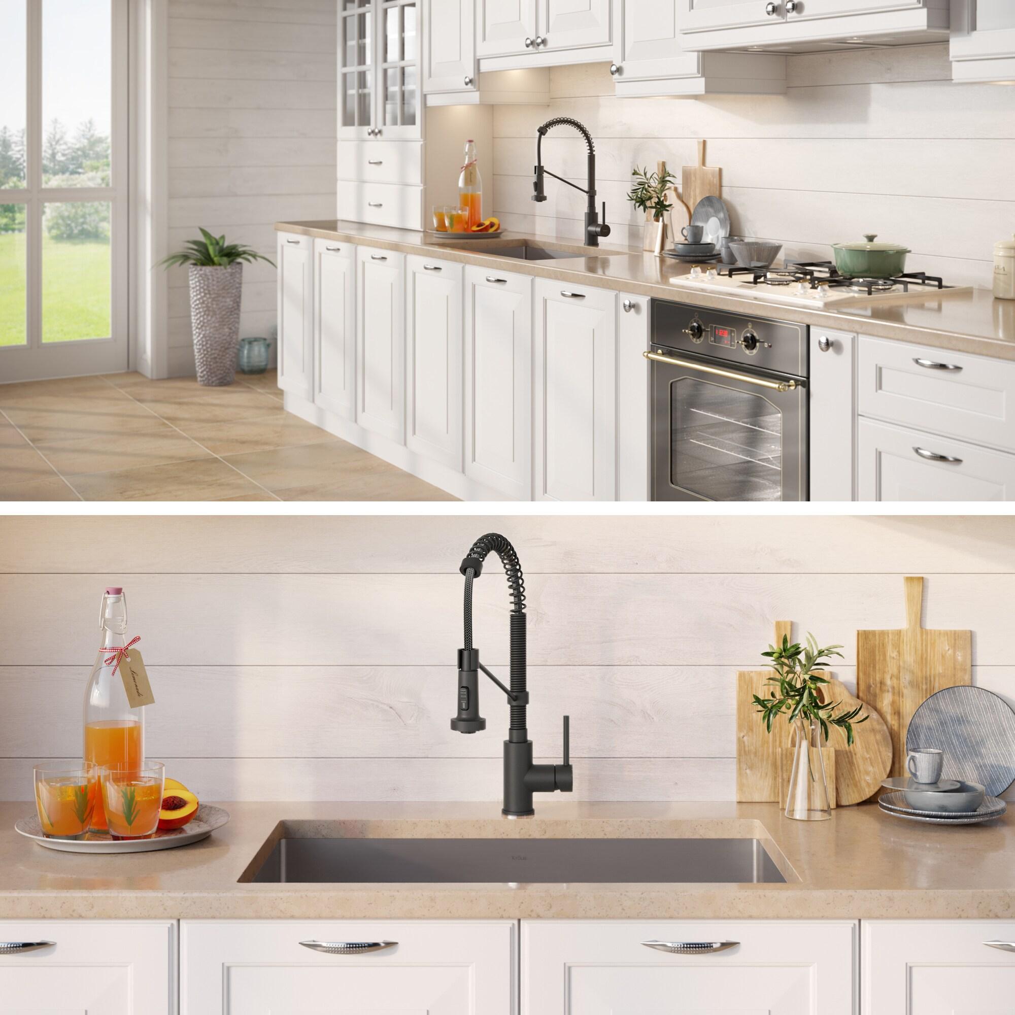 KRAUS 30-in Standart PRO Kitchen Sink Combo Set with Bolden Kitchen Faucet and Soap Dispenser