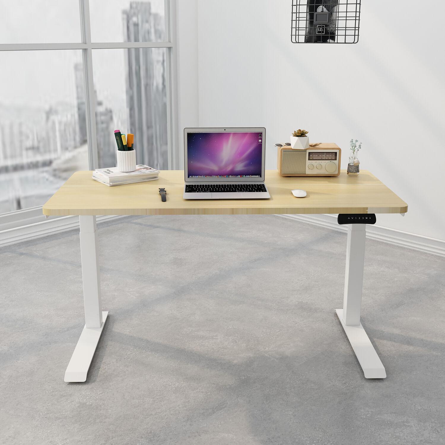 Hanover 55-In. Assembled Sit or Stand Electric Desk with Adjustable and Programmable Heights, Natural