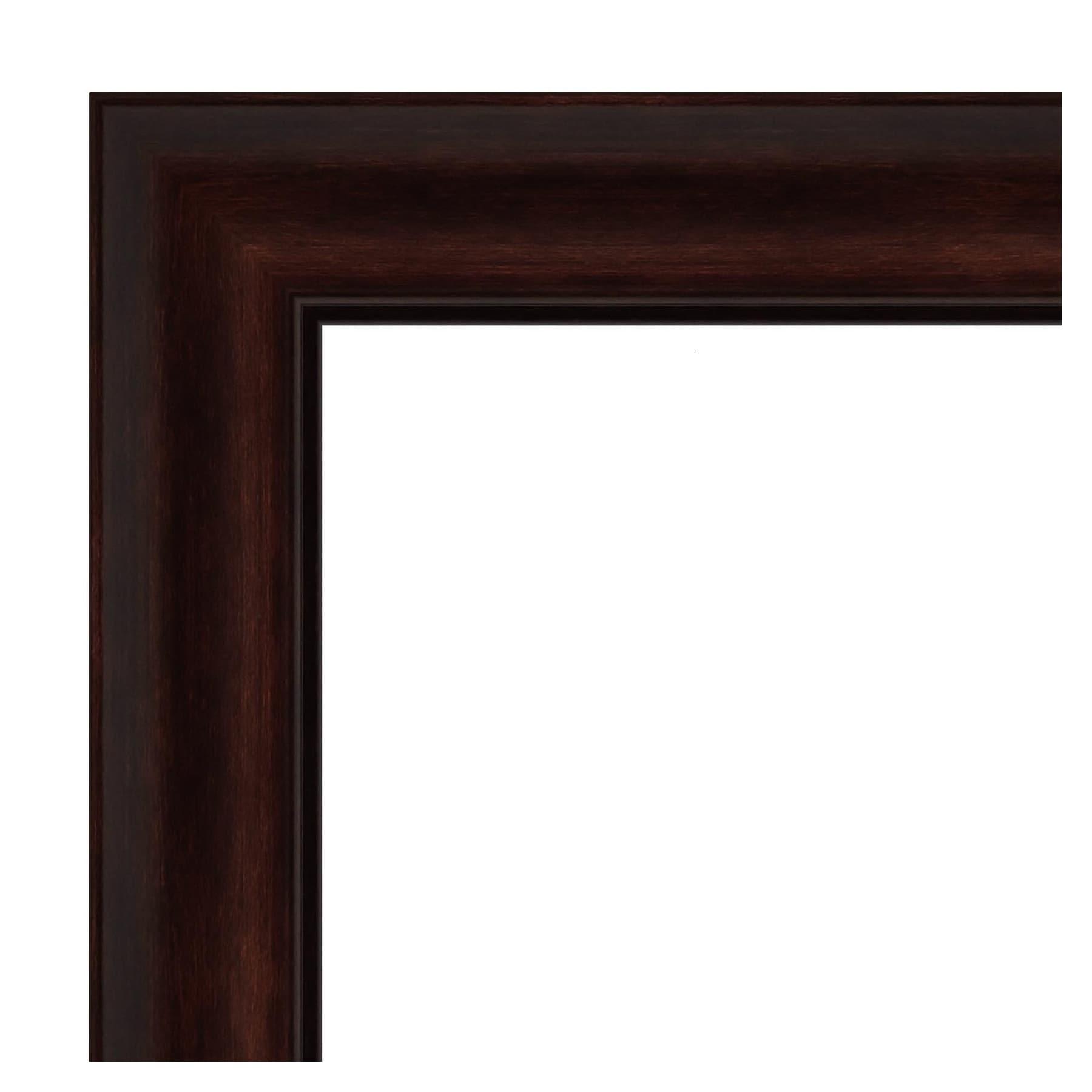 Amanti Art Beveled Bathroom Wall Mirror - Coffee Bean Brown Frame - Coffee Bean Brown Outer Size: 41 x 29 in