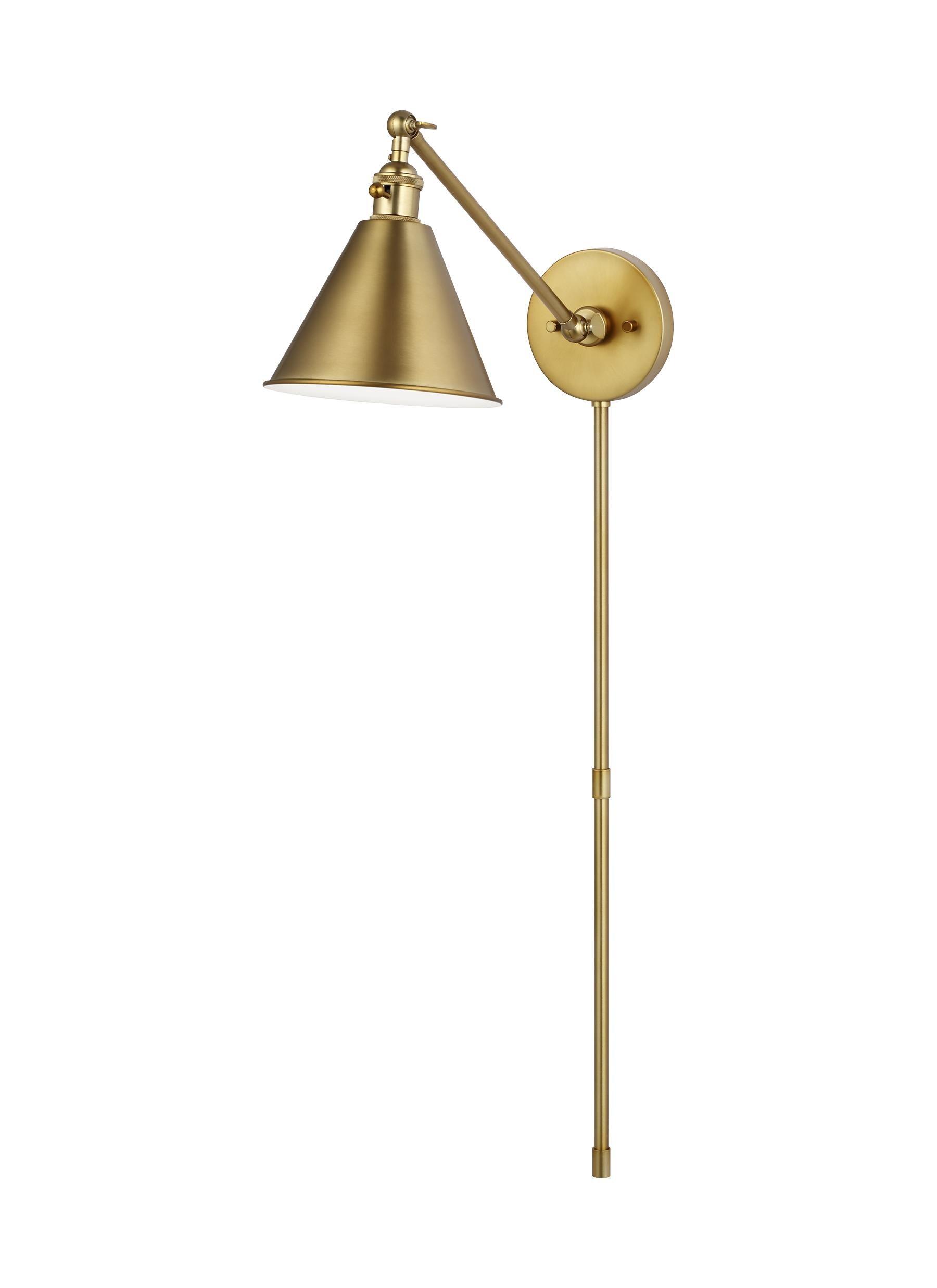 Salem 1-Light Satin Brass Wall Sconce with Satin Brass Metal Shade