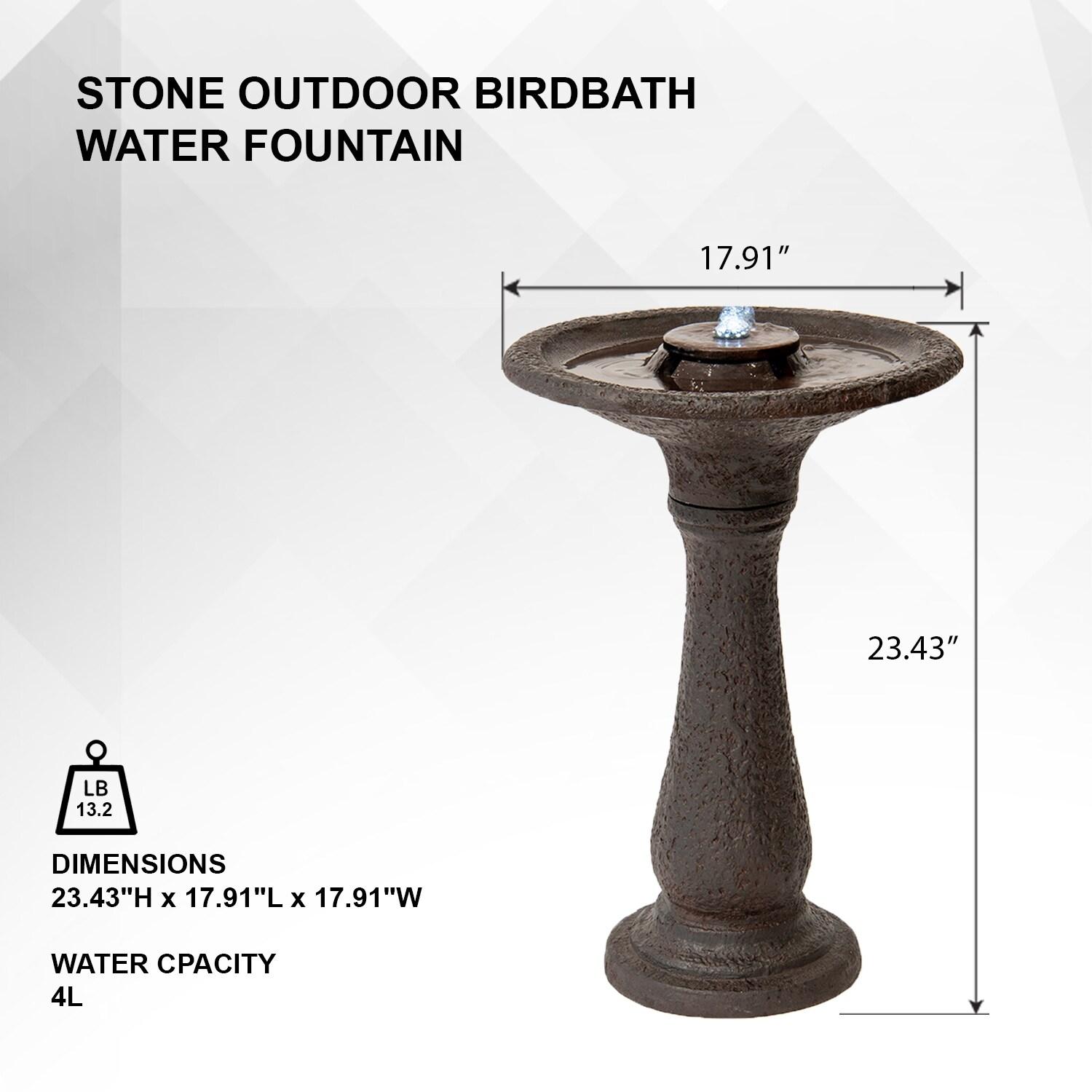 "X-Brand 23.43"" Tiered Resin Birdbath Garden Waterfall Fountain, Dark Brown"