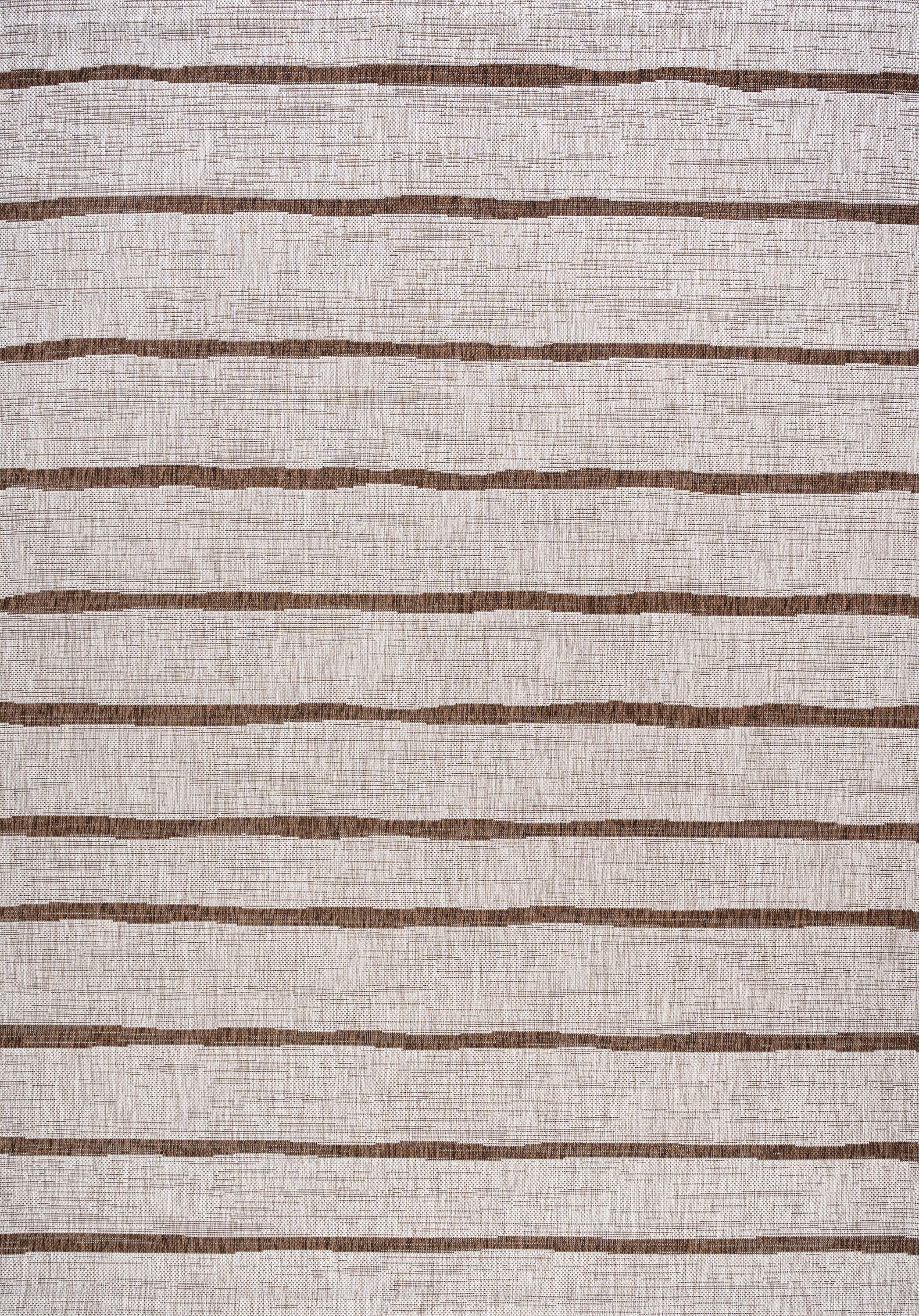 3'x5' Colonia Berber Stripe Indoor/Outdoor Area Rug, Beige/Brown - JONATHAN Y