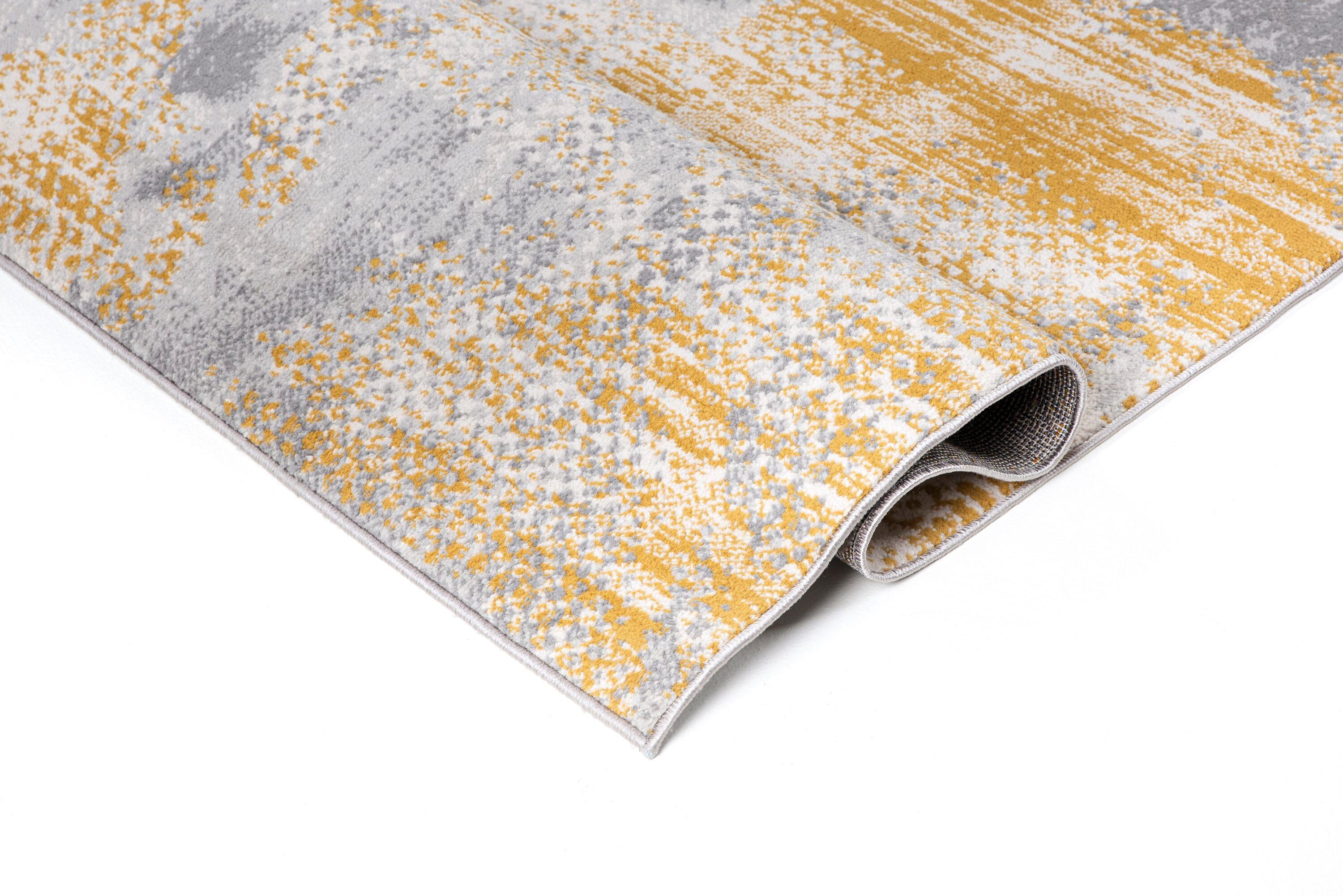 Lela Collection Abstract Polyester Rug 7'6" x 10'6" - Gray/Gold